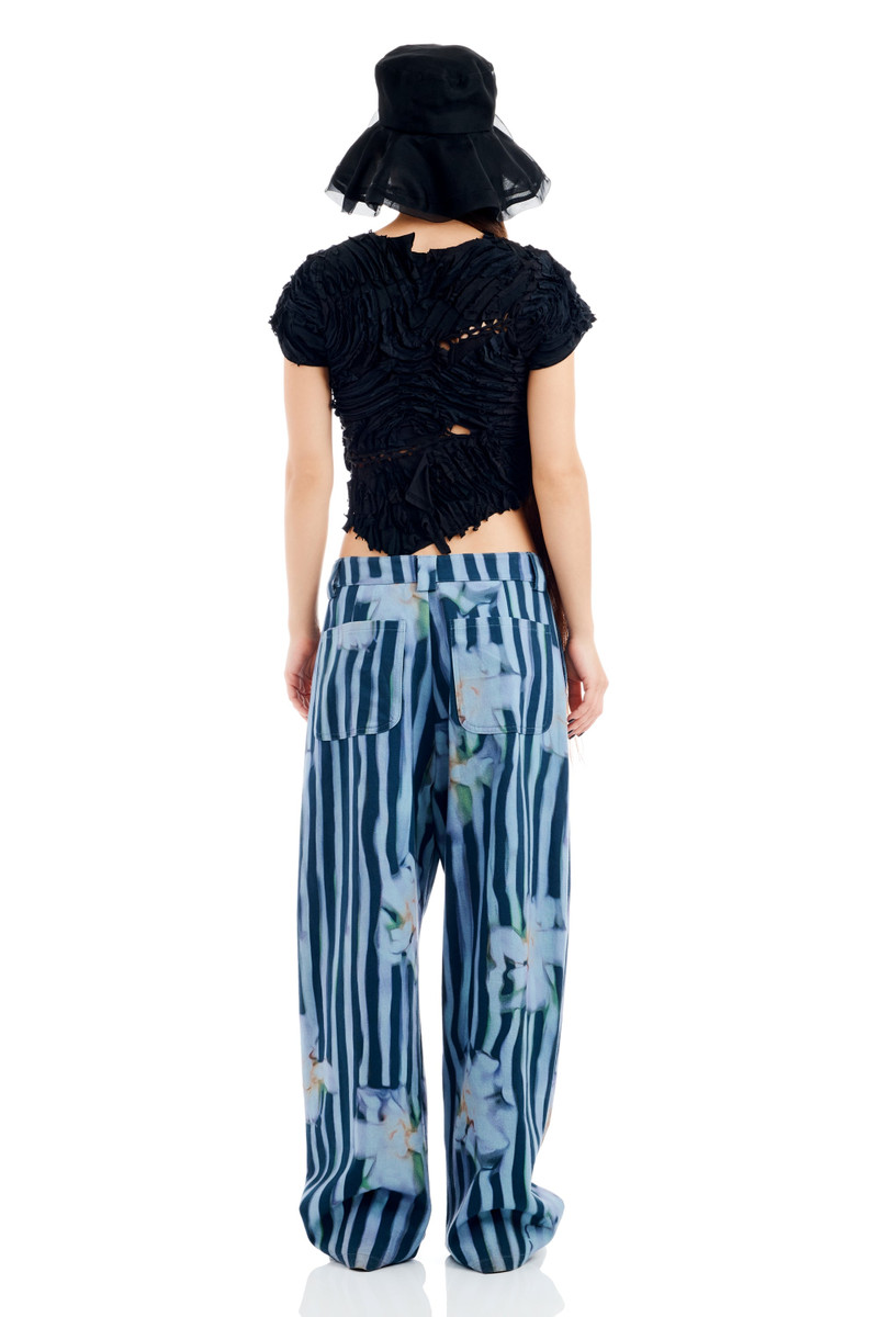WAVY NAVY FLOWER STRIPE CATCHFLY PANT 11