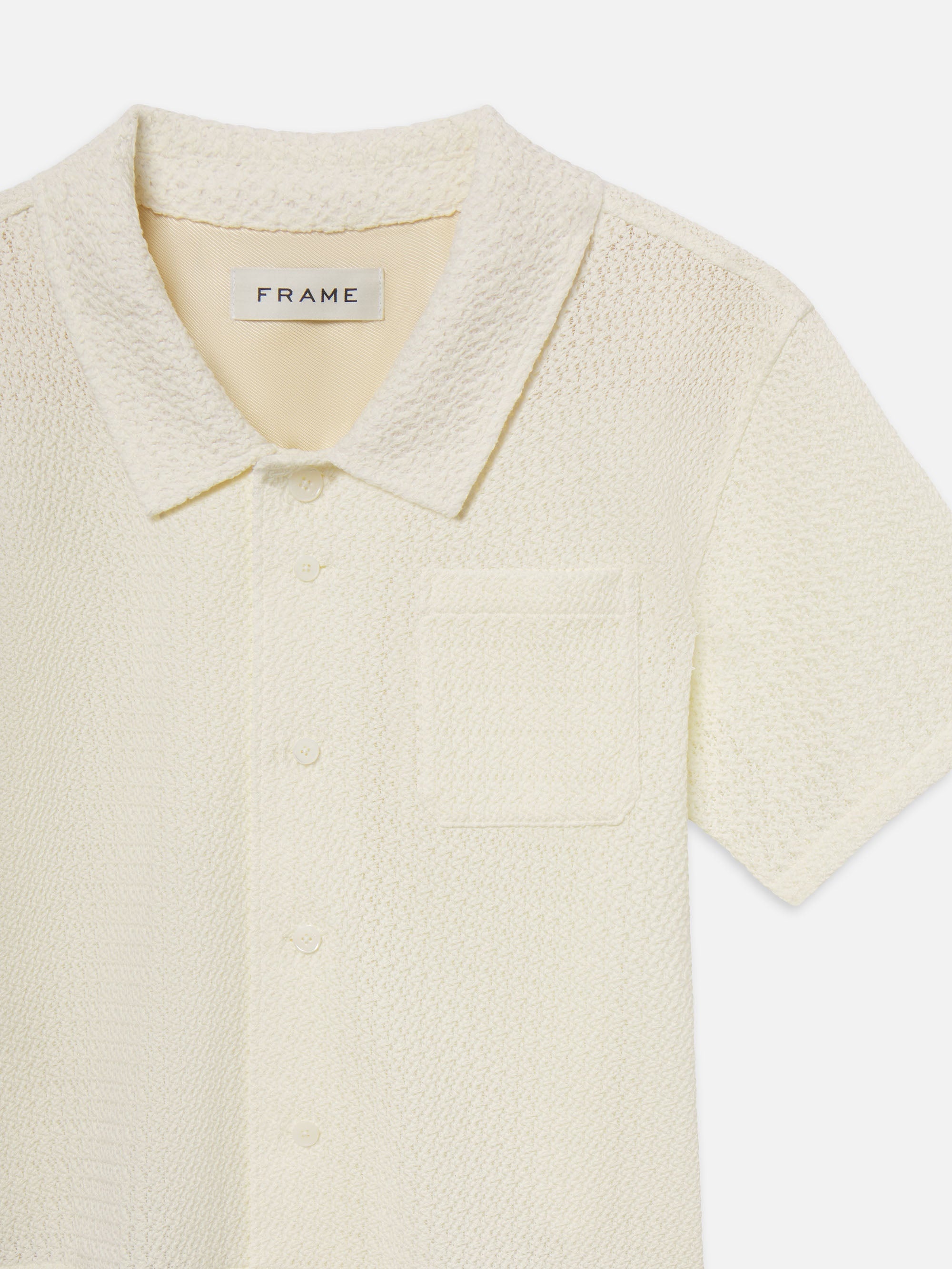 Open Weave Short Sleeve Shirt in Cream - 4
