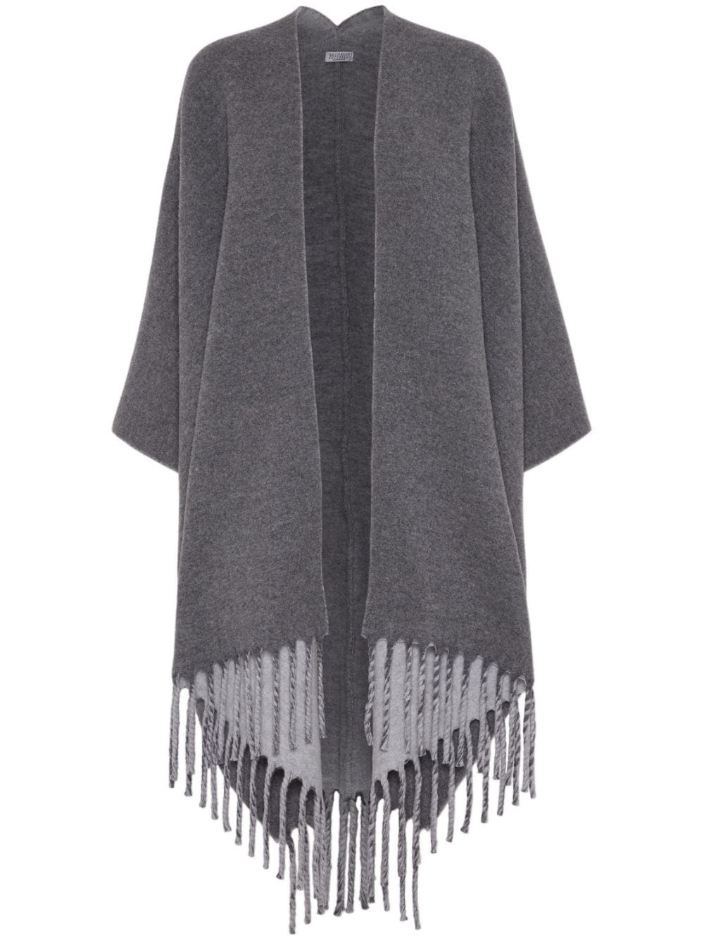 fringed-edge wool-cashmere cape - 1