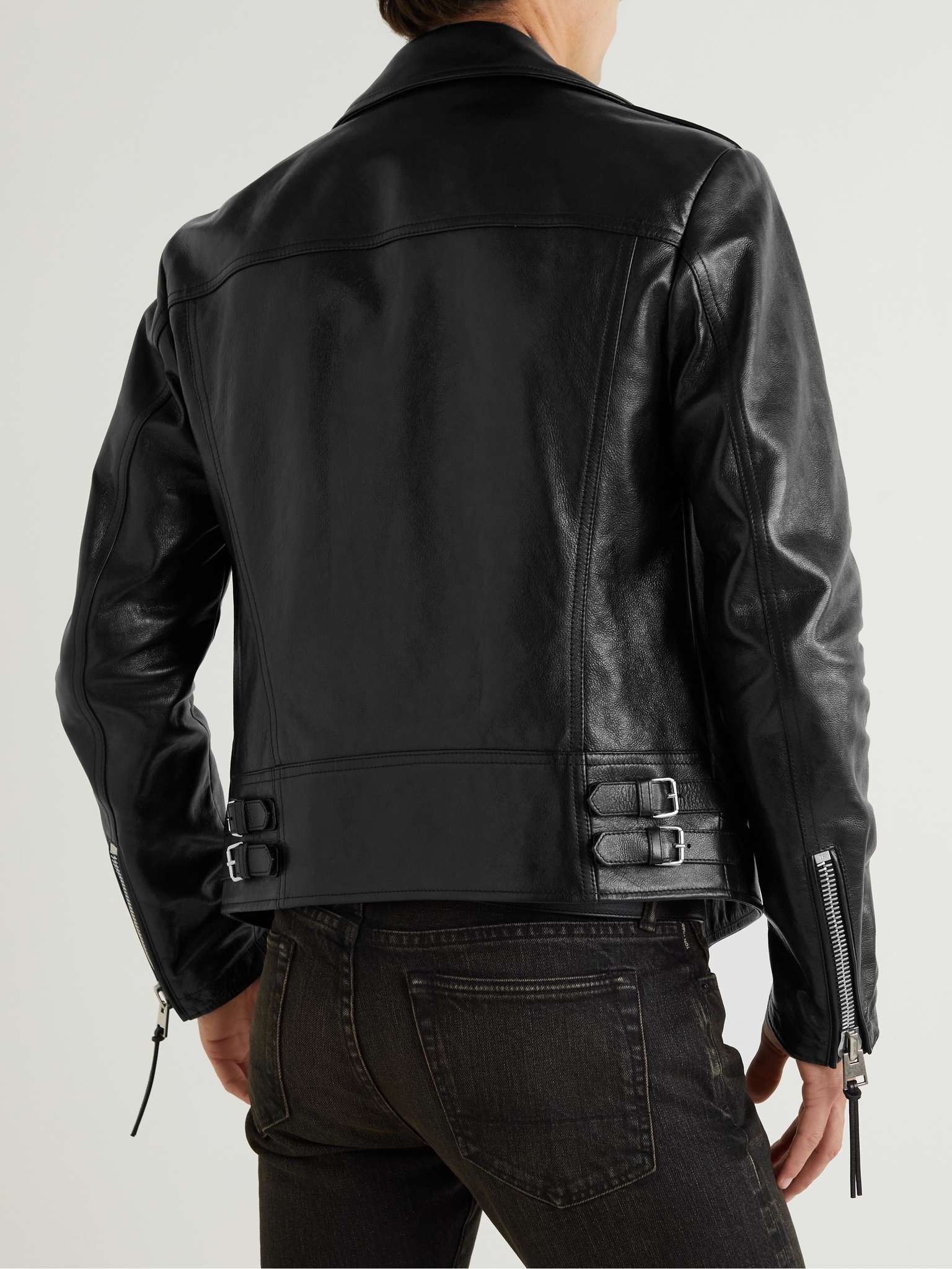 Slim-Fit Full-Grain Leather Biker Jacket - 4