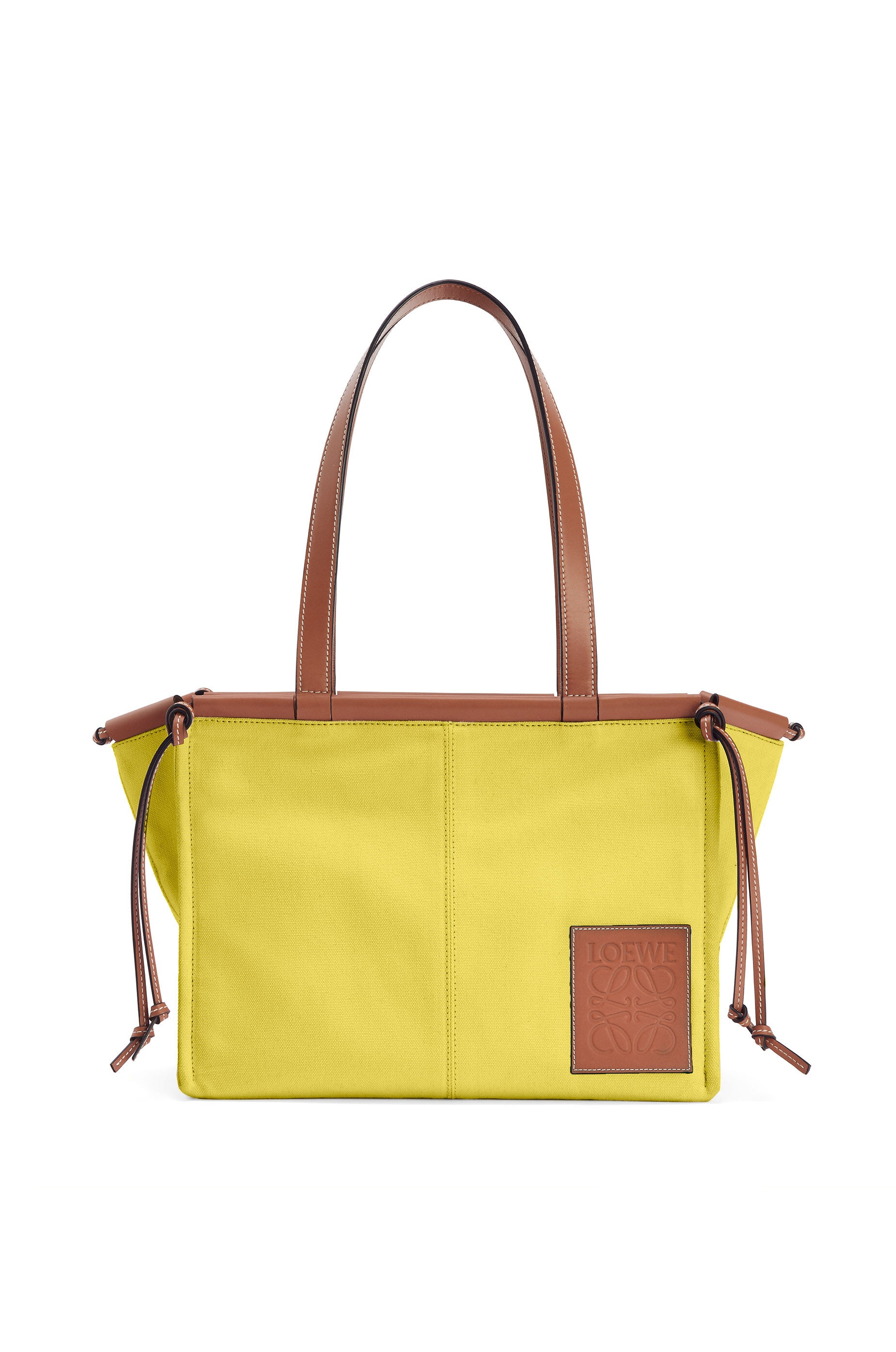 Small Cushion Tote bag in canvas and calfskin - 1