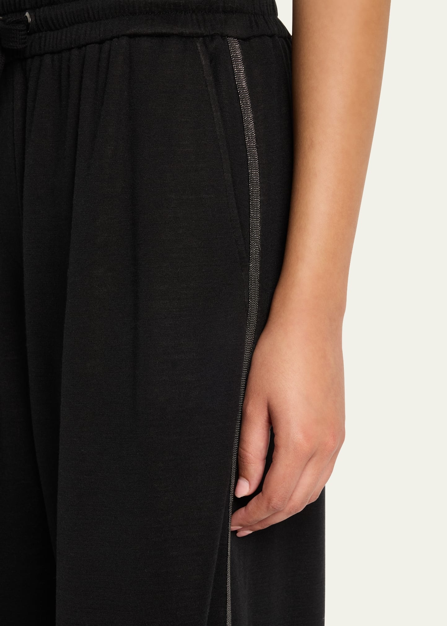 Monili Side-Stripe Cotton Silk Wide-Leg Pants - 5