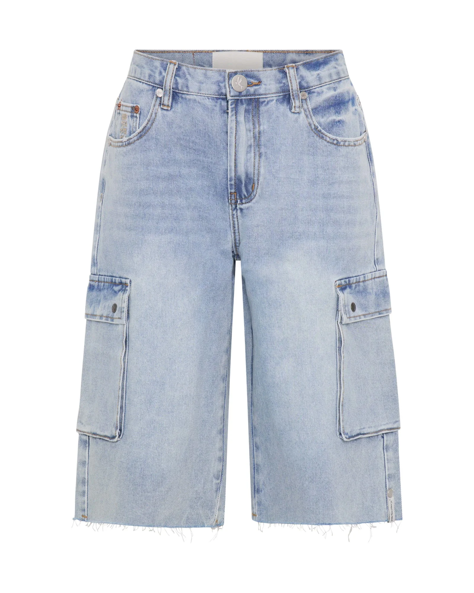 Skater Girl Low Waist Super Long Leg Denim Jorts - Soft Blue - 1