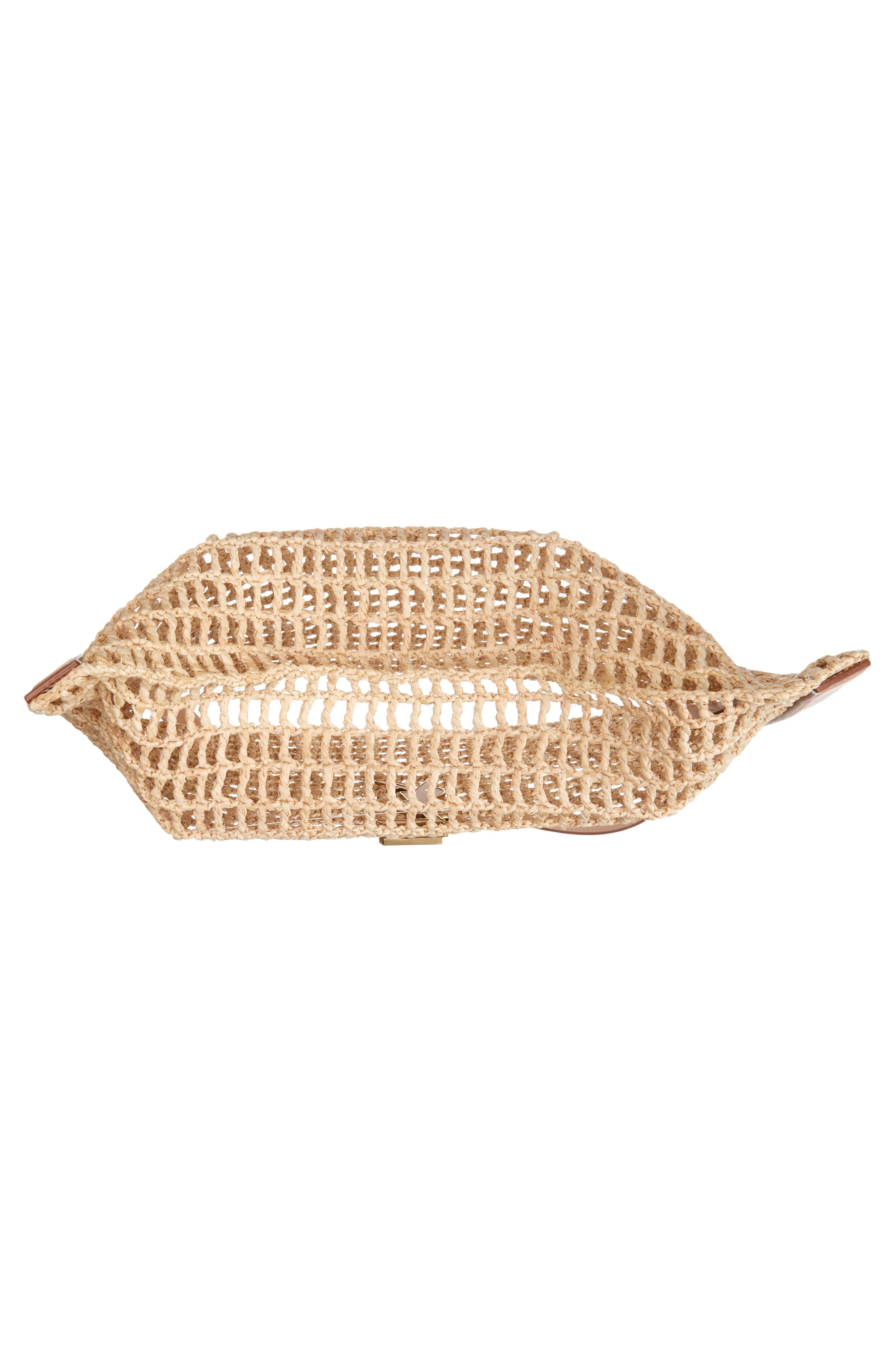 Saint Laurent Oxalis Raffia Macramé Shoulder Bag in Naturel/Vintage Brown/Gold at Nordstrom - 6