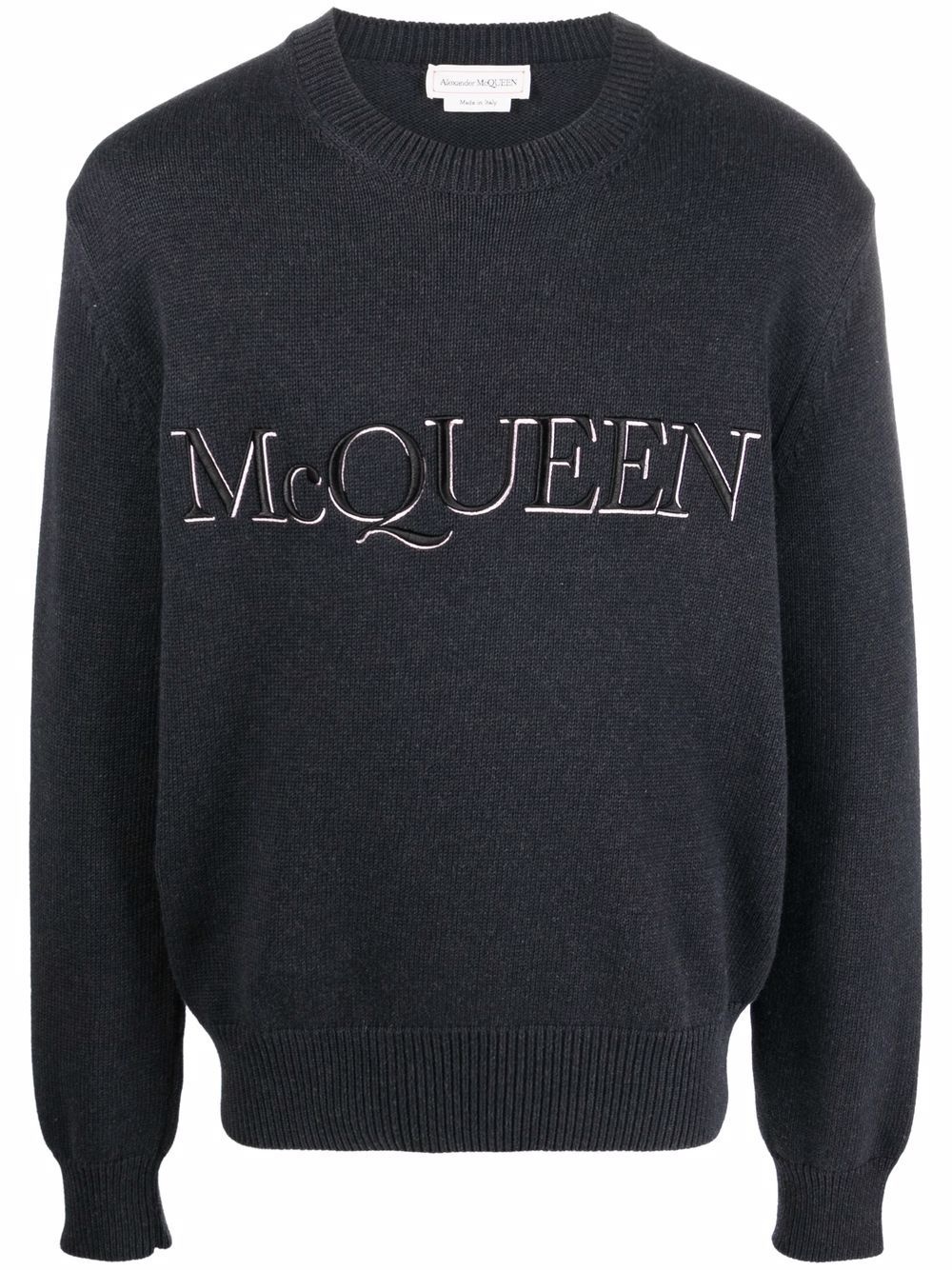 logo-embroidered knitted jumper - 1