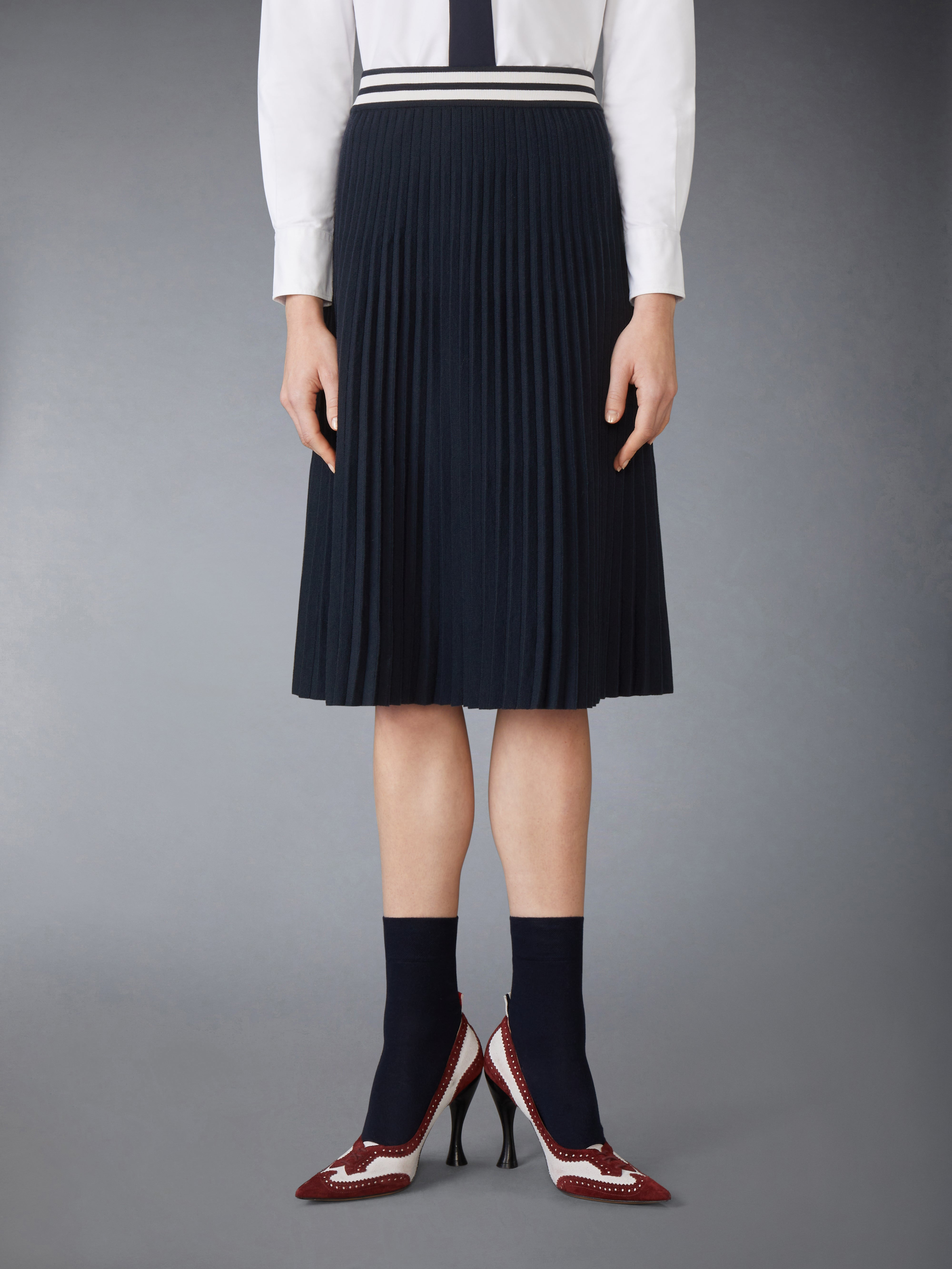 PLISSE MERINO WOOL SILK SKIRT - 2