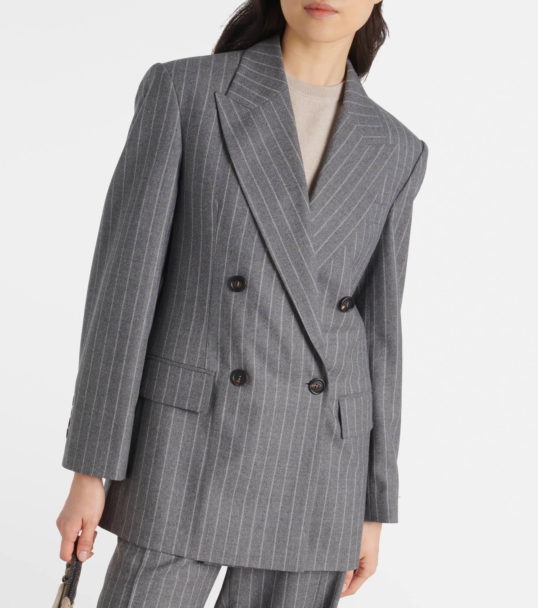 Double-breasted virgin wool blazer - 4