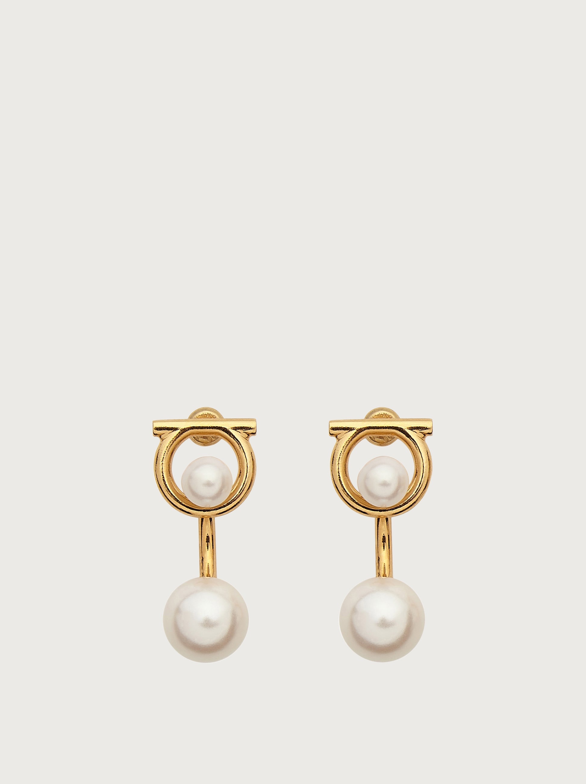 Gancini earrings with synthetic pearls - 1