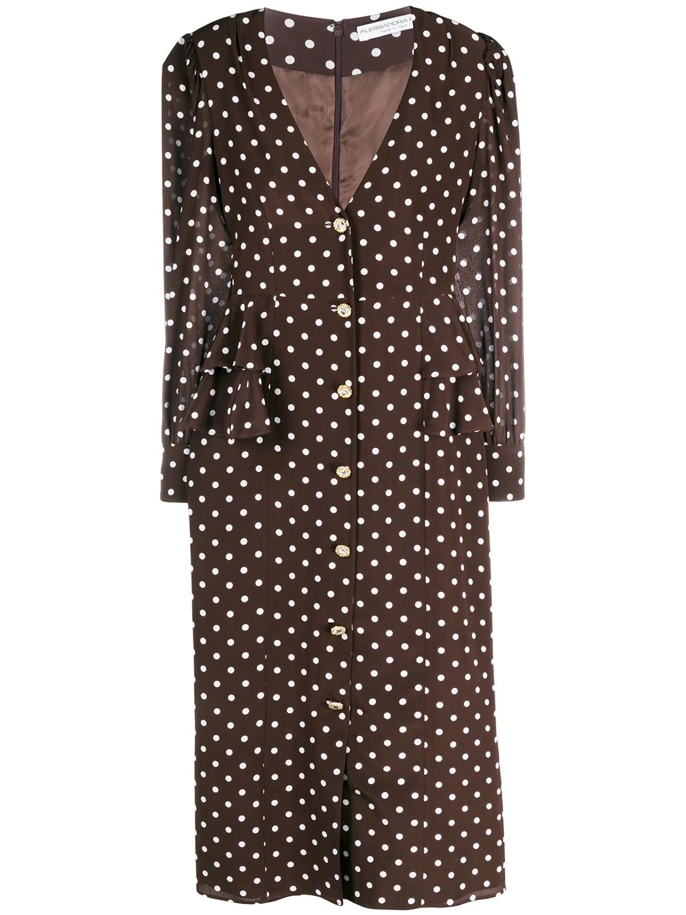 polka dot button-through midi dress - 1