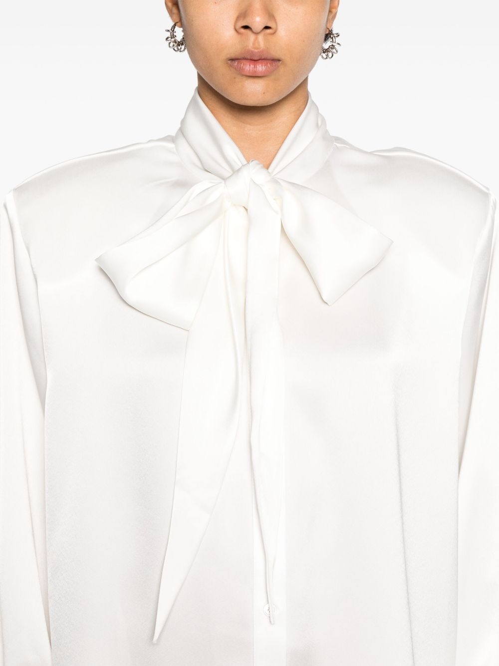 bow-detail satin shirt - 5
