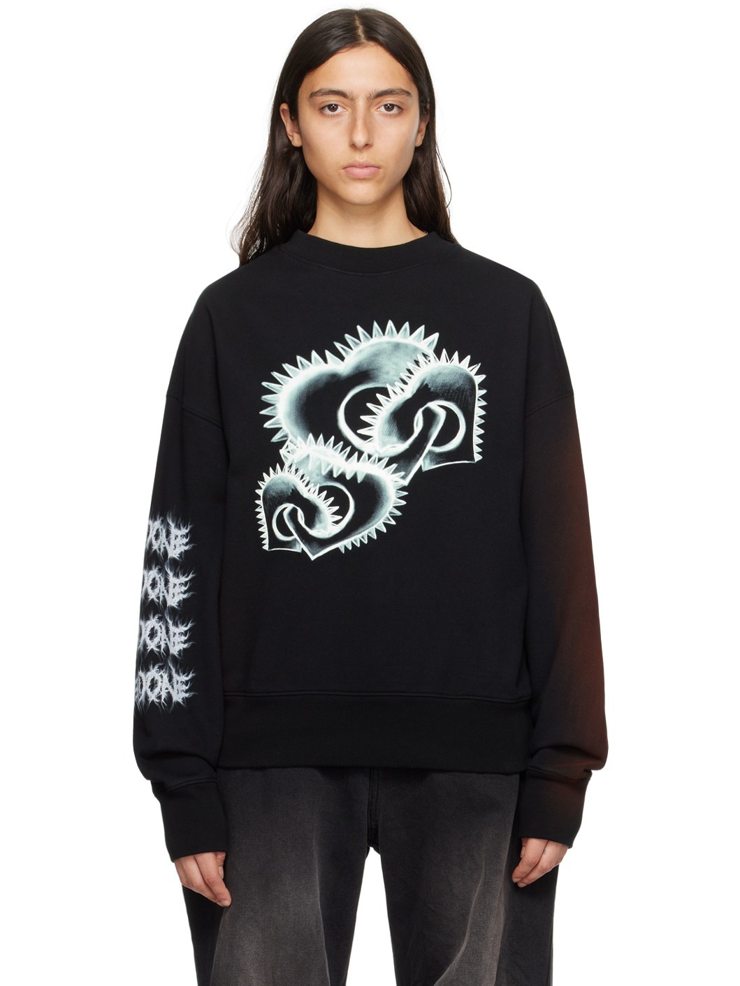 Black Printed Sweatshirt - 1