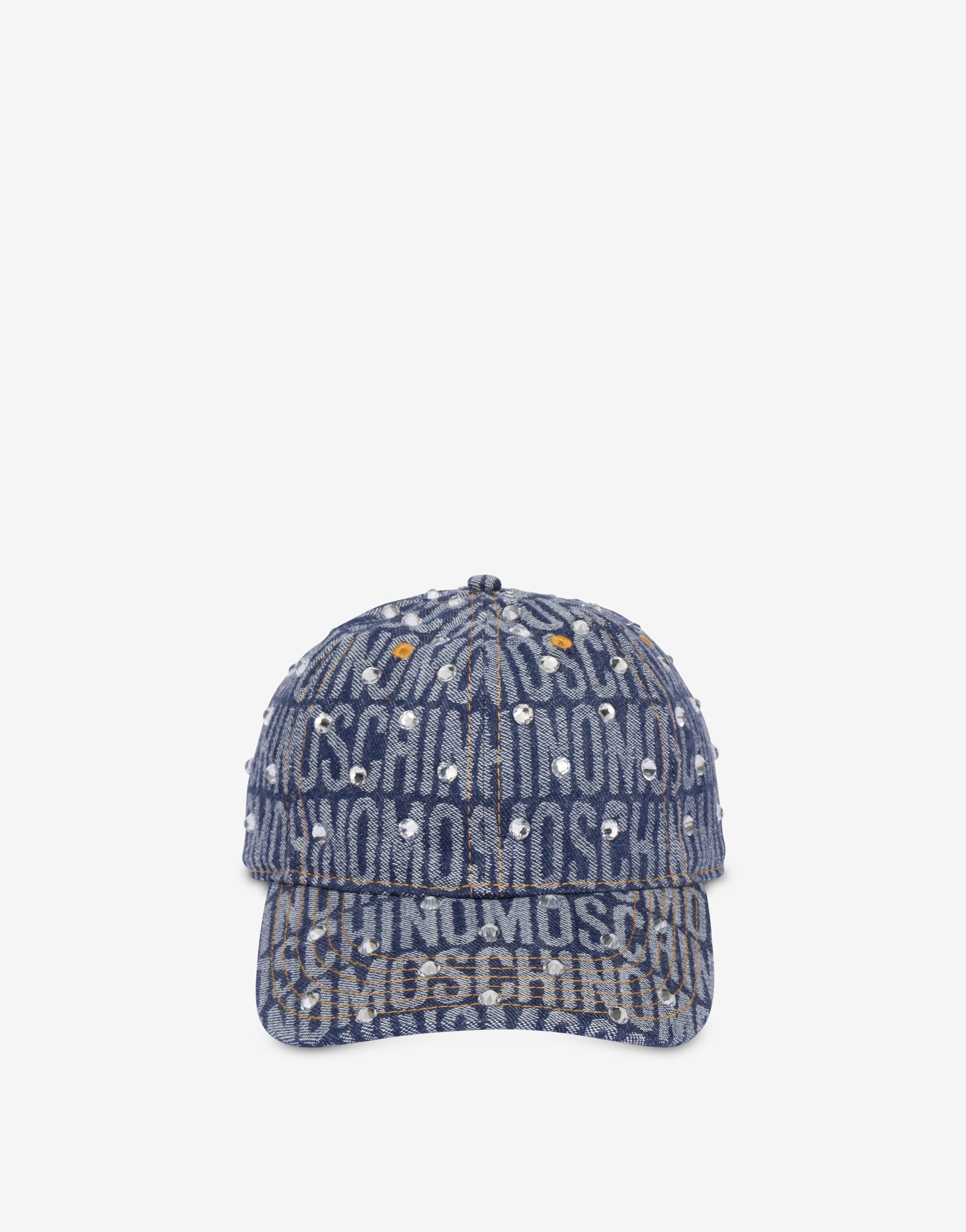 ALLOVER LOGO DENIM CAP WITH RHINESTONES - 1