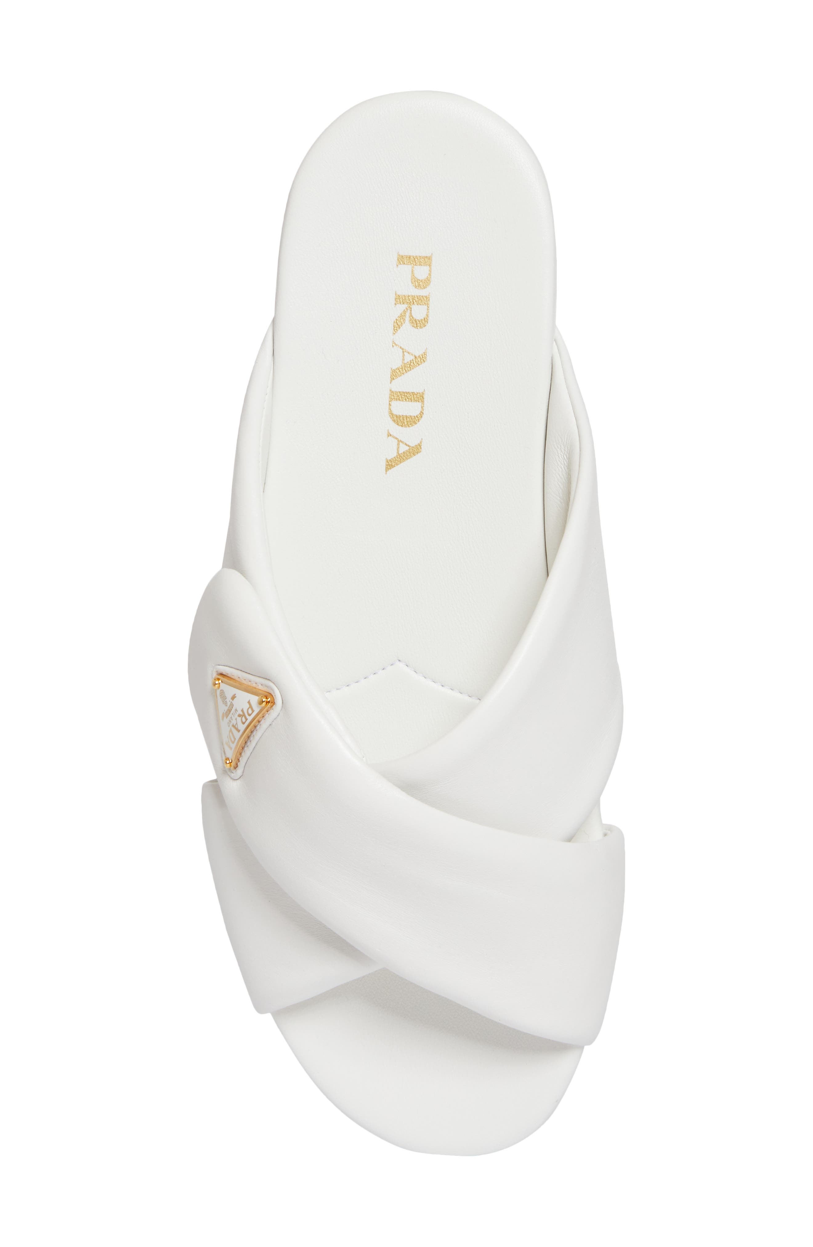 Prada Logo Crisscross Slide Sandal in Bianco at Nordstrom - 5
