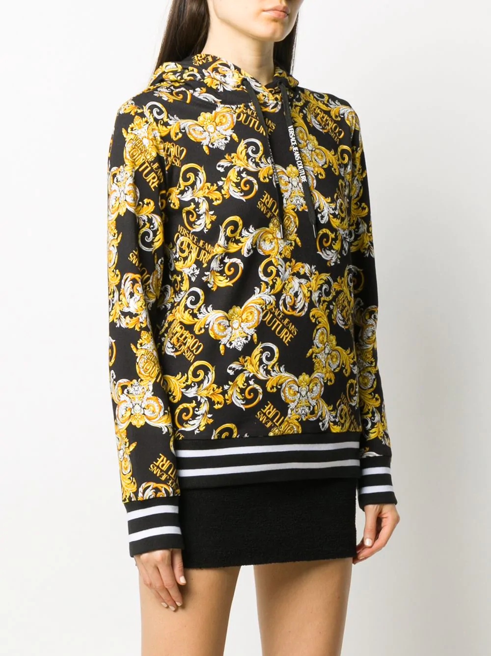 baroque logo print hoodie - 3