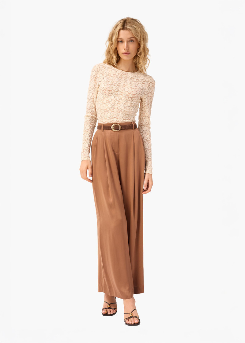 FABIAN WIDE LEG HIGH RISE PANT CAROB 3
