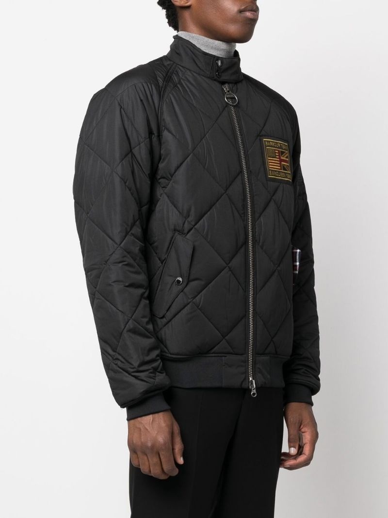 logo-patch quilted jacket - 3