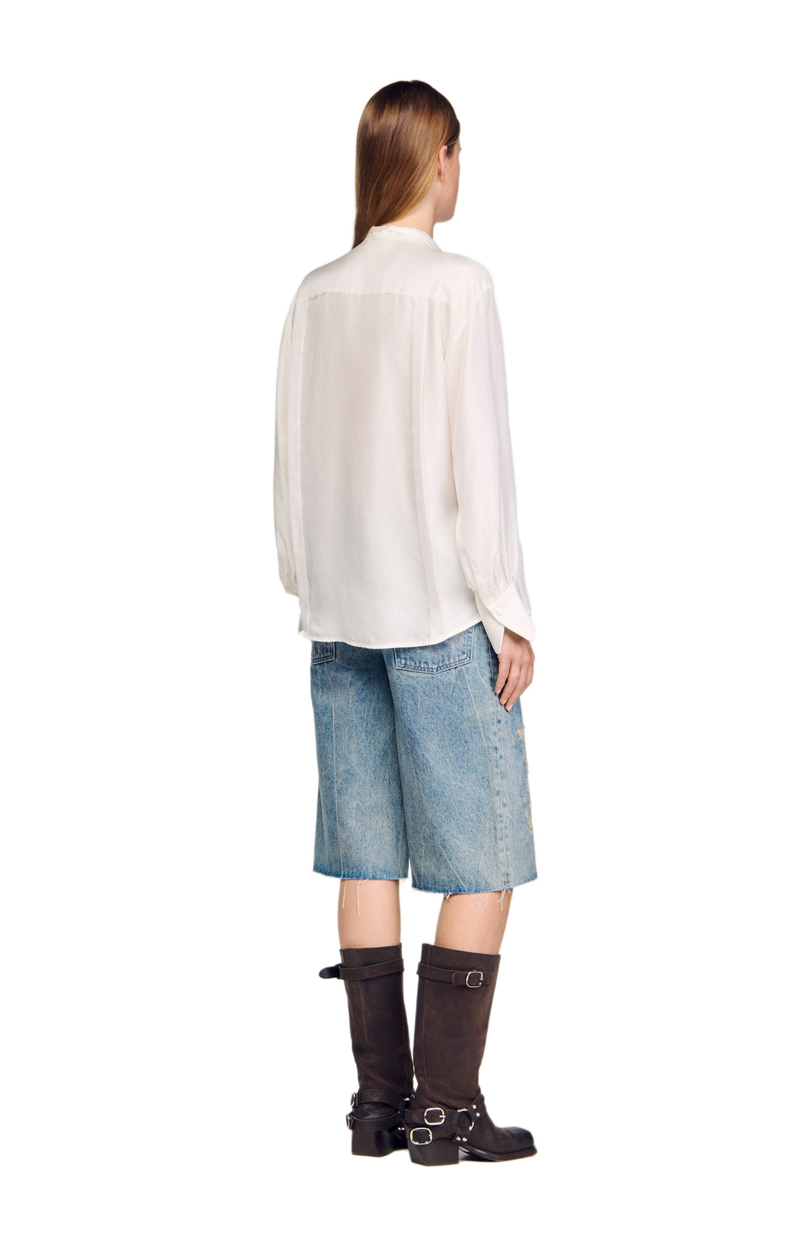 SANDRO Silk lavallière shirt in Ecru at Nordstrom - 2