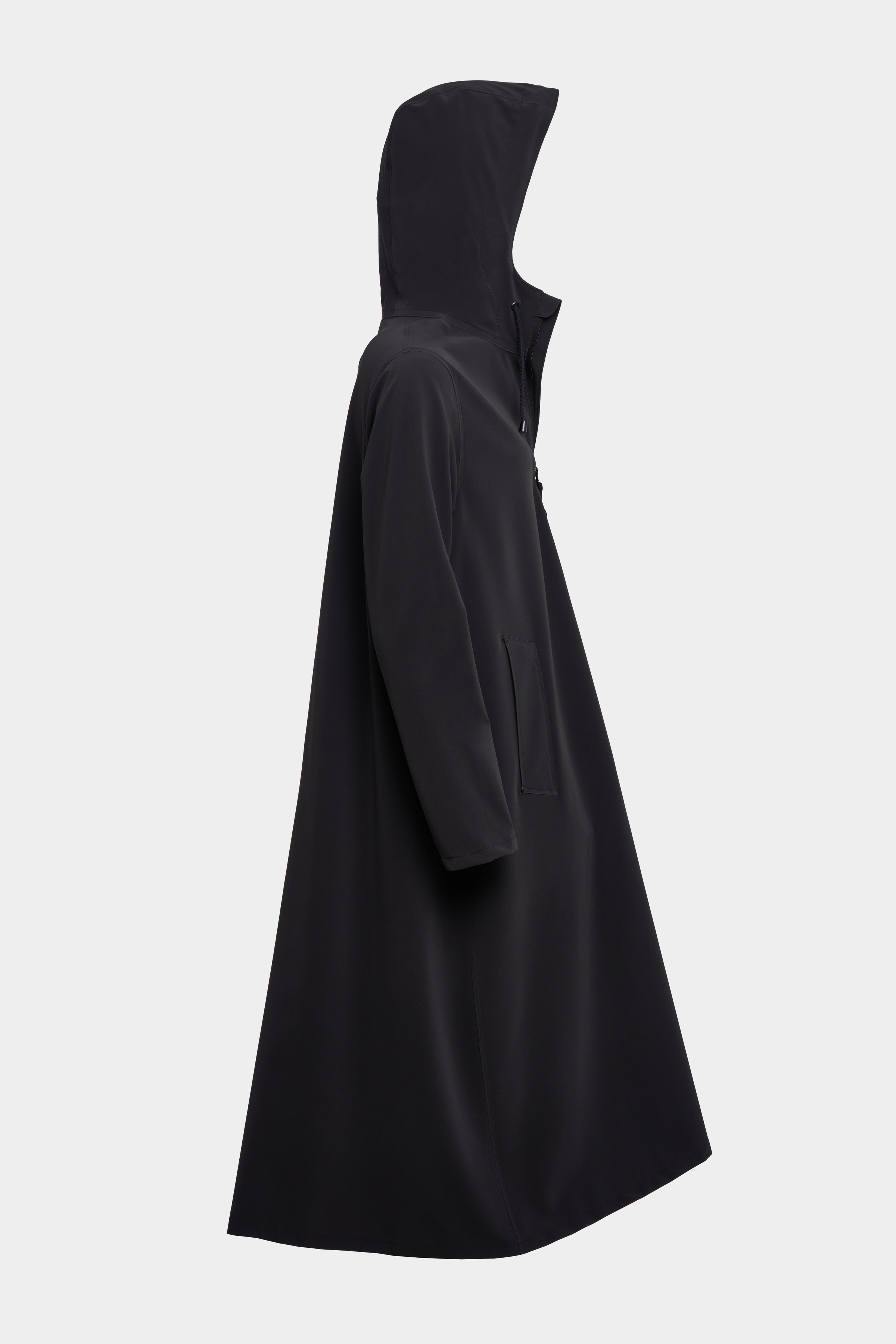 Mosebacke Long Matte Zip Raincoat Black - 5