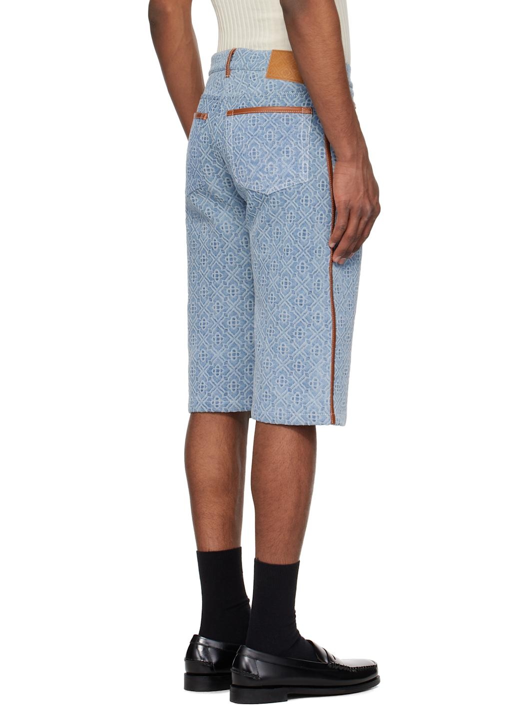 Blue Monogram Denim Shorts - 3
