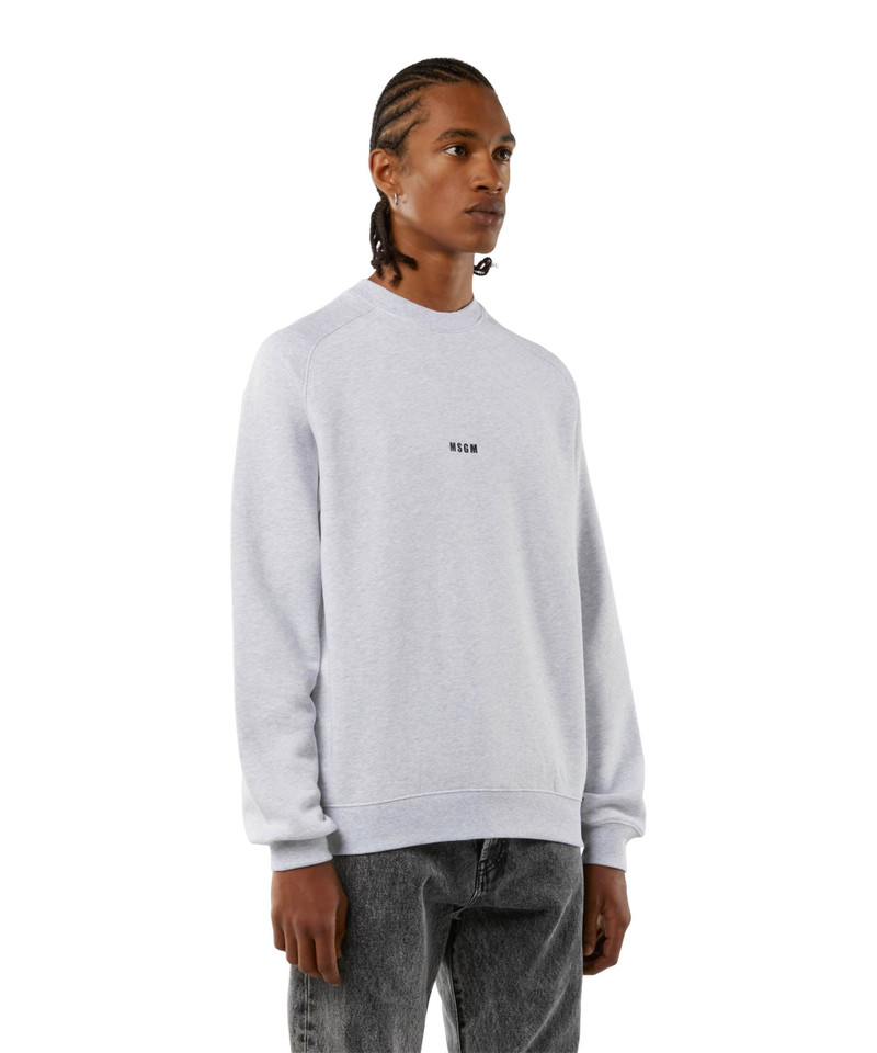 Crew neck cotton sweatshirt with a micro logo 4