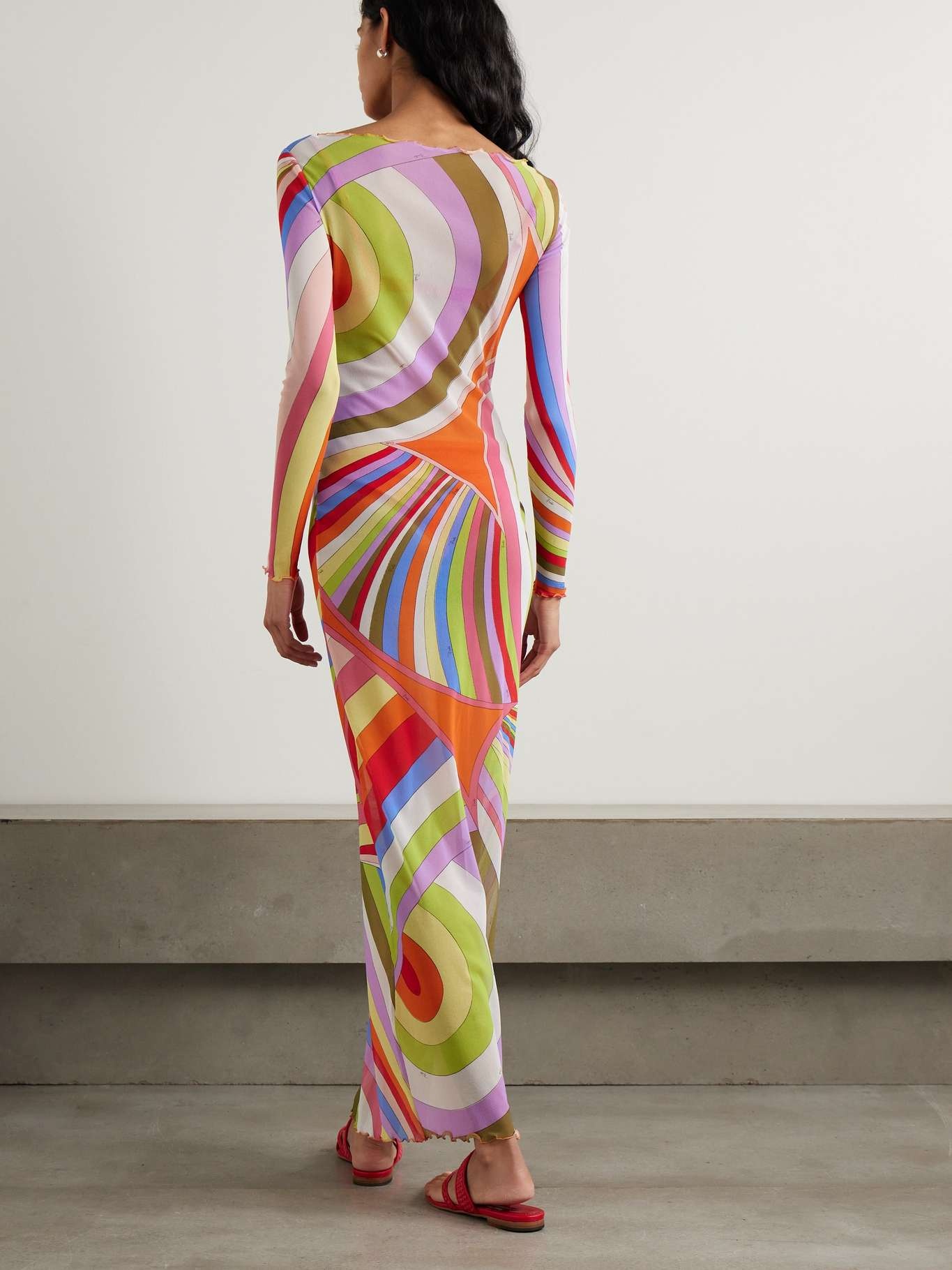 Printed tulle maxi dress - 3