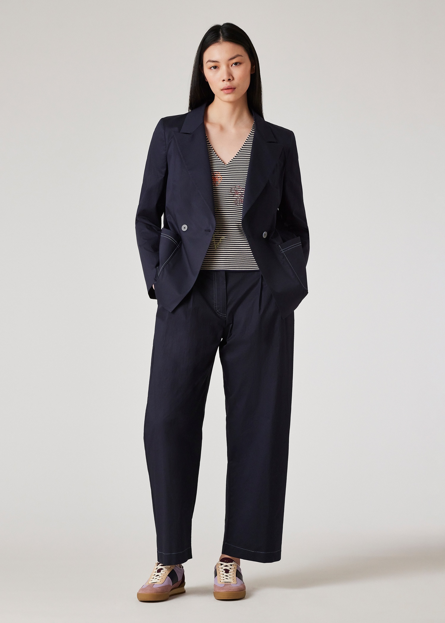 Women's Cotton-Blend Navy Co-ord - 7