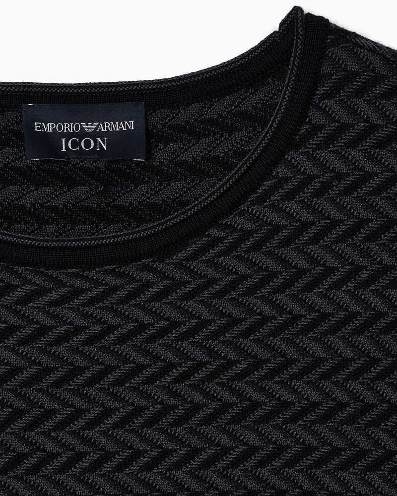 EMPORIO ARMANI ICON VIRGIN-WOOL JUMPER WITH A TWO-TONE CHEVRON MOTIF outlook