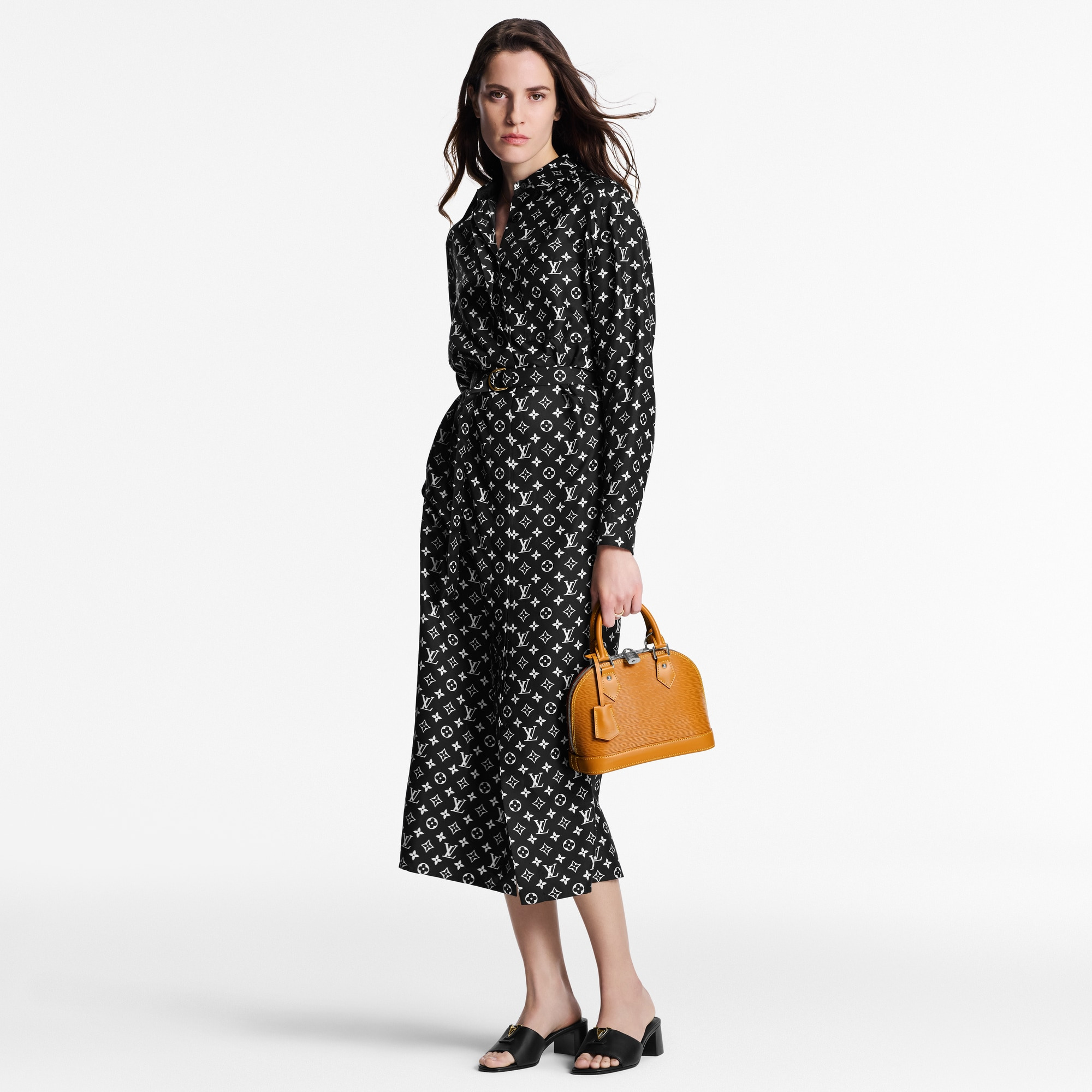 Monogram Silk Shirt Dress - 4