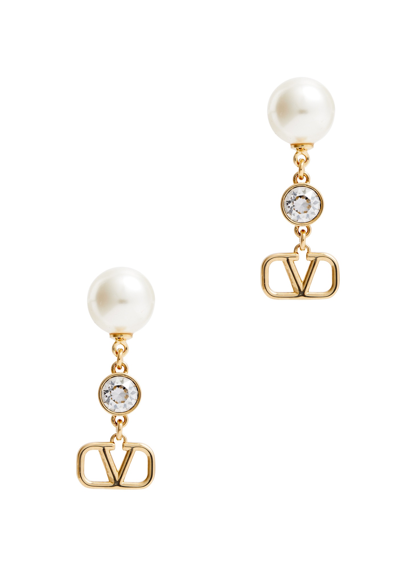 VLogo embellished drop earrings - 1