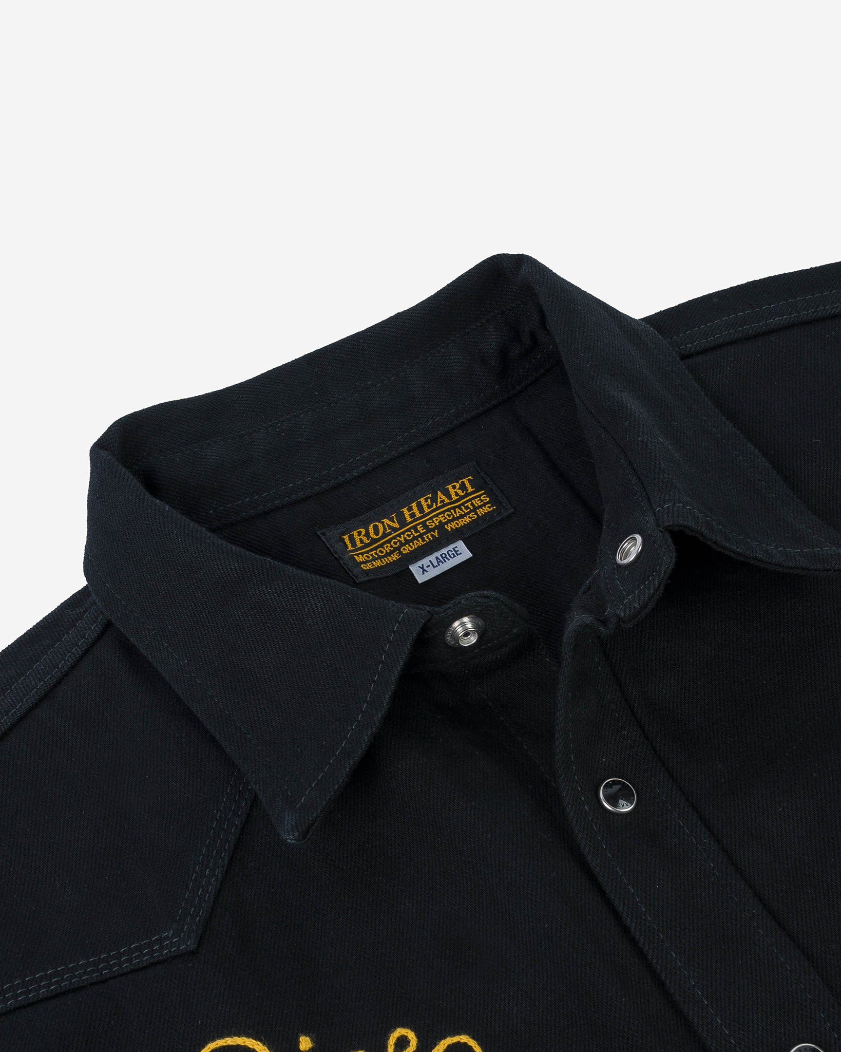 IHSH-IHxDM-01 Iron Heart x DicE 12oz Selvedge Denim Embroidered Western Shirt "The Johnny Cash III"  - 7