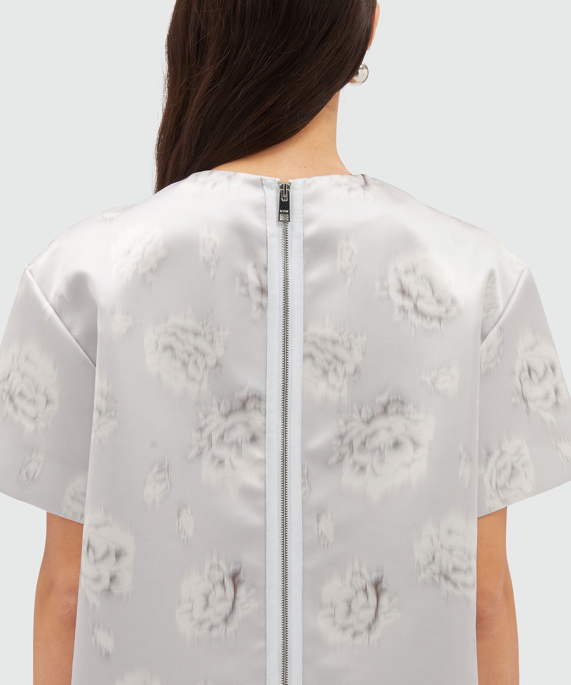 Duchesse short dress with rose print - 5