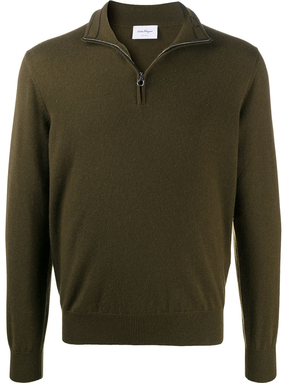 quarter-zip fine-knit jumper - 1