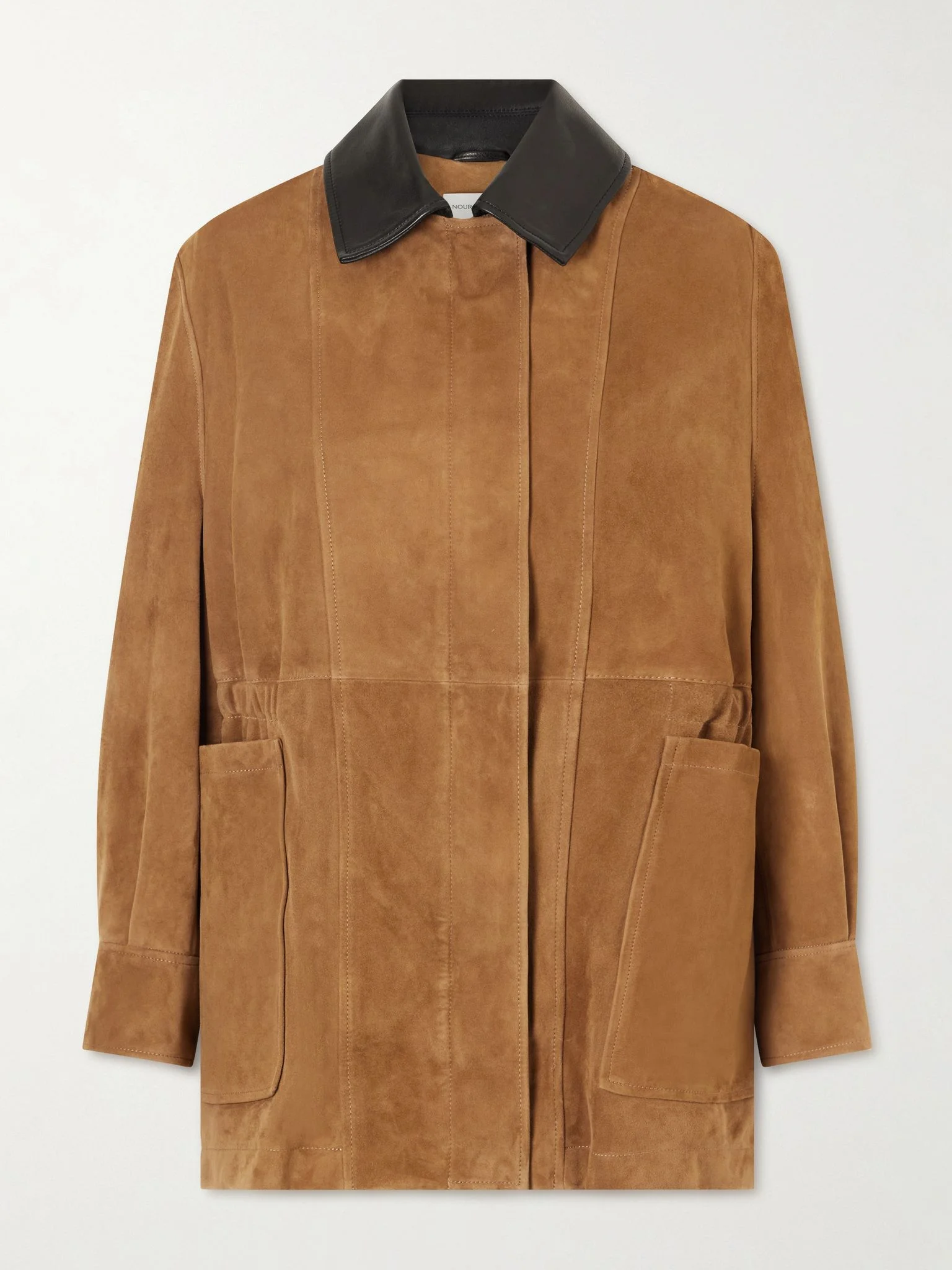 Grange gathered leather-trimmed suede jacket Brown - 1