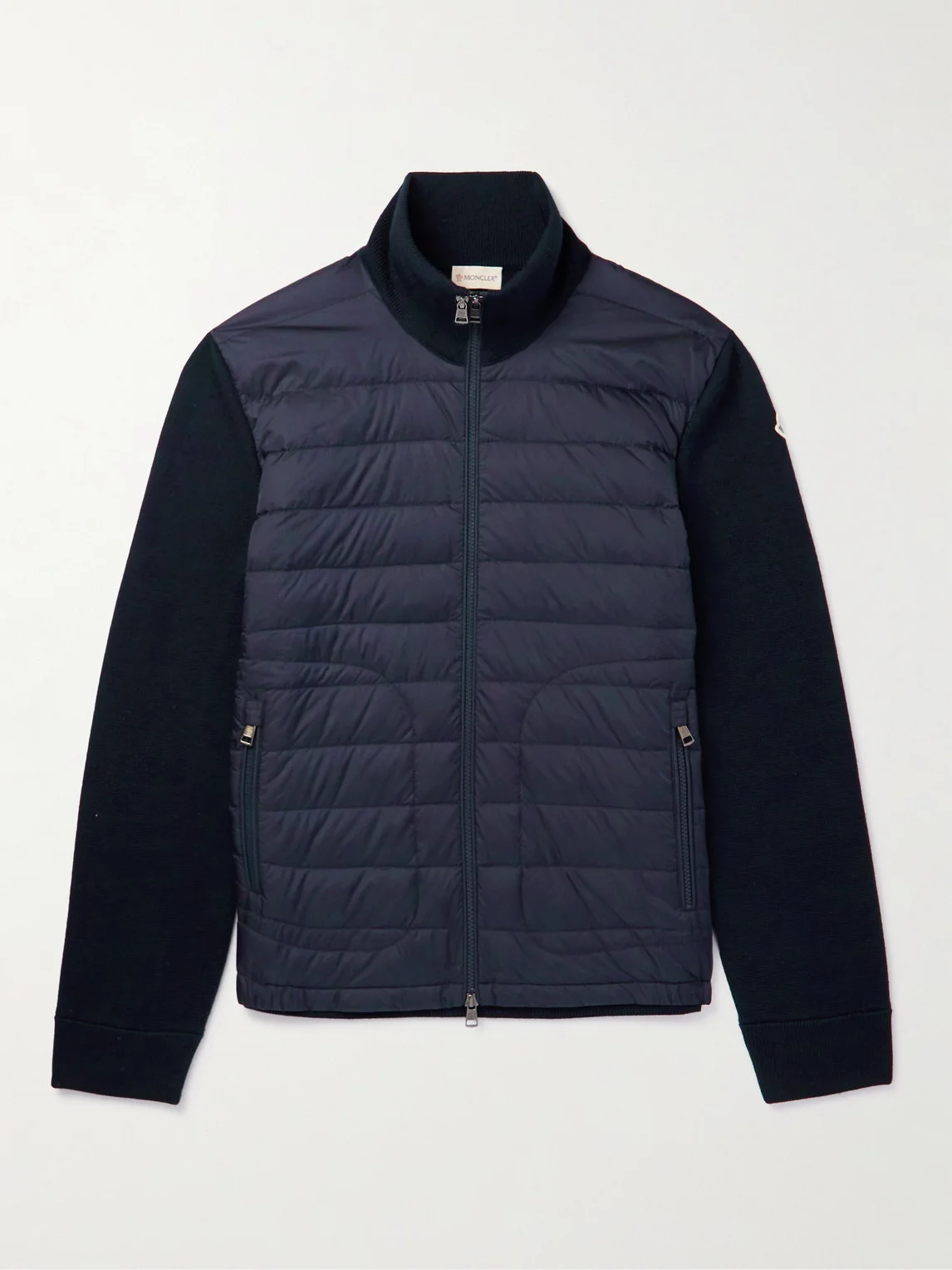 Slim-Fit Panelled Wool-Blend and Quilted Shell Down Zip-Up Cardigan - 1
