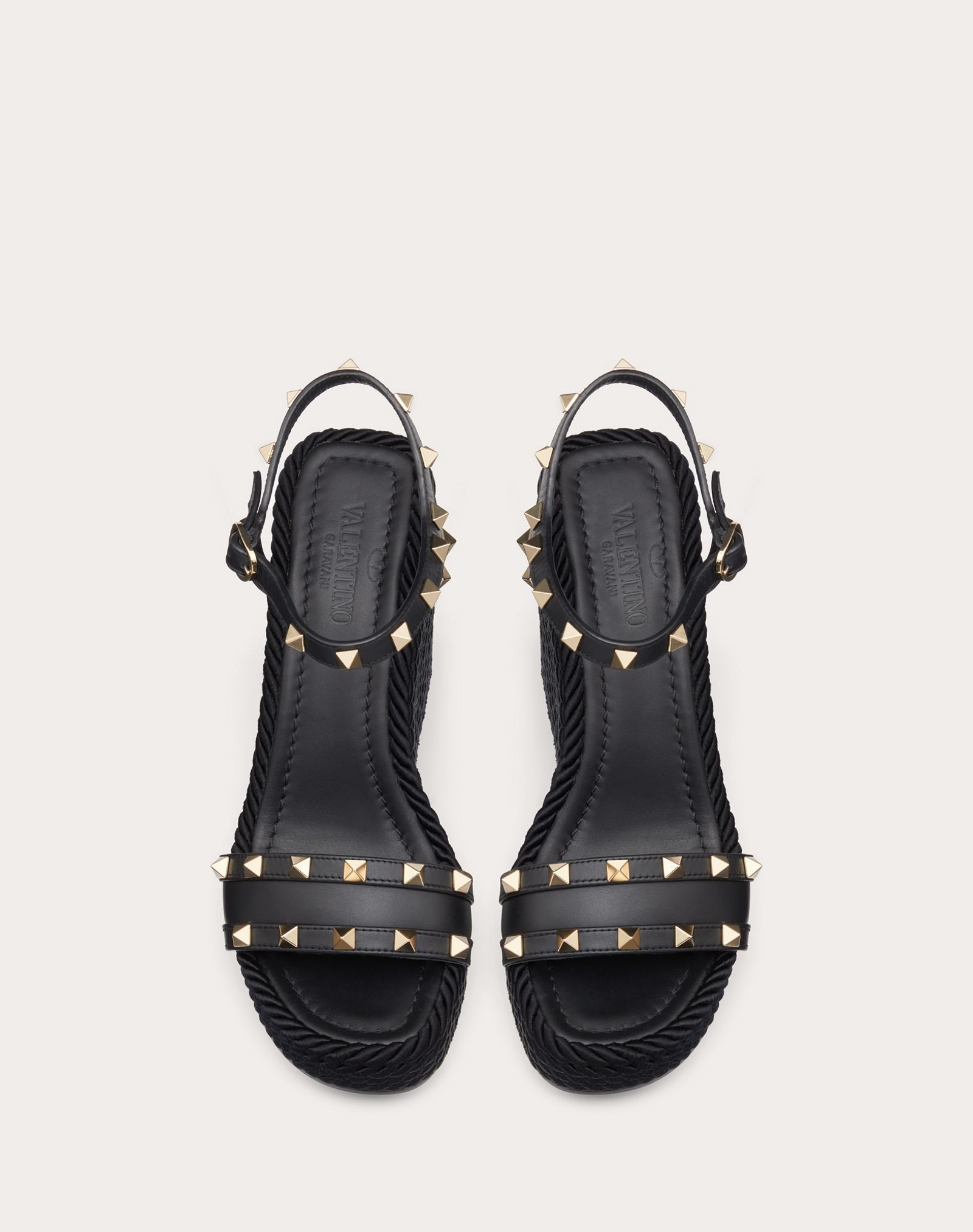 Calfskin Studded Wedge Sandal 115 mm - 4