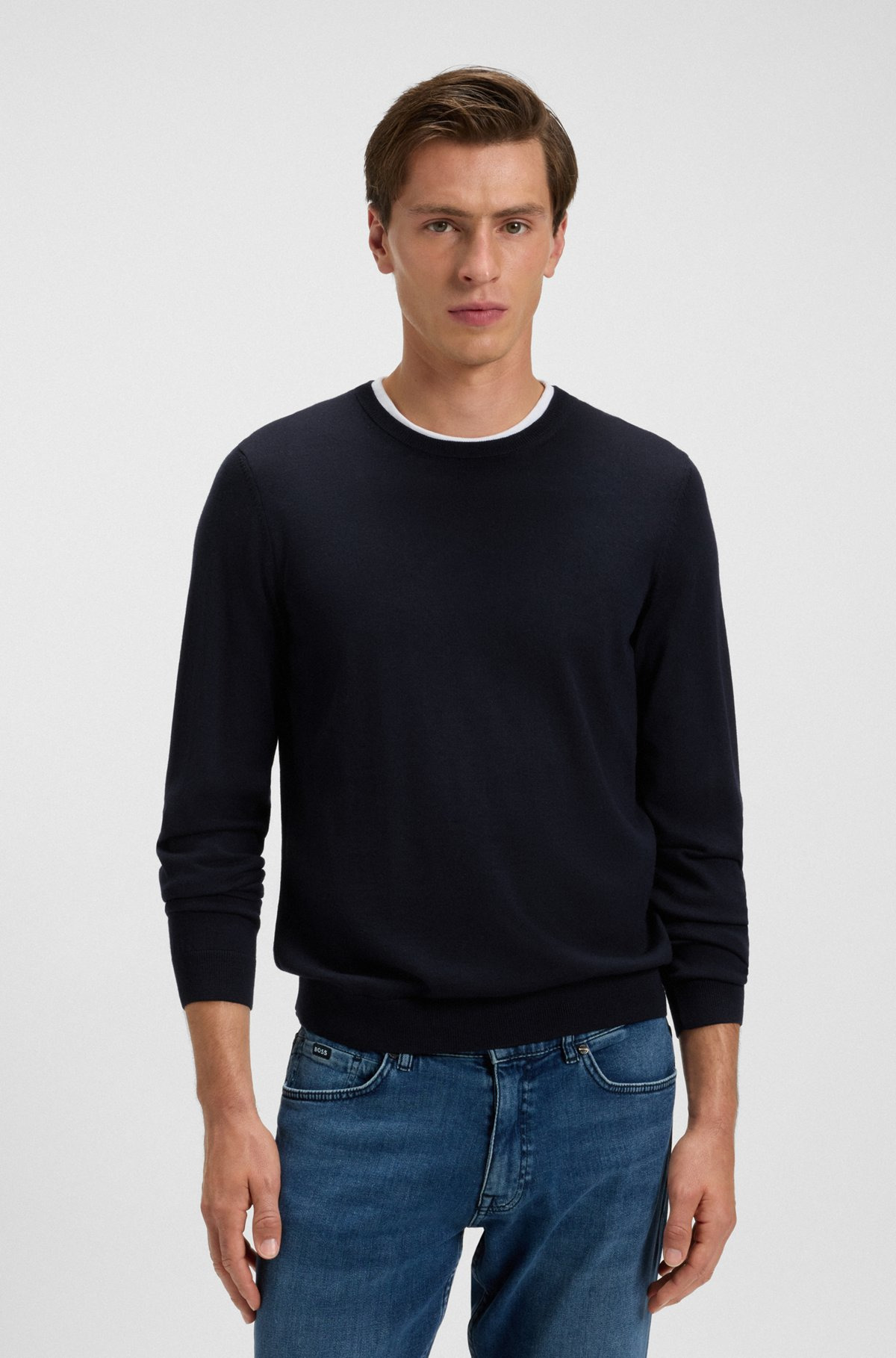 SLIM-FIT SWEATER IN MERINO WOOL WITH CREW NECKLINE - 2