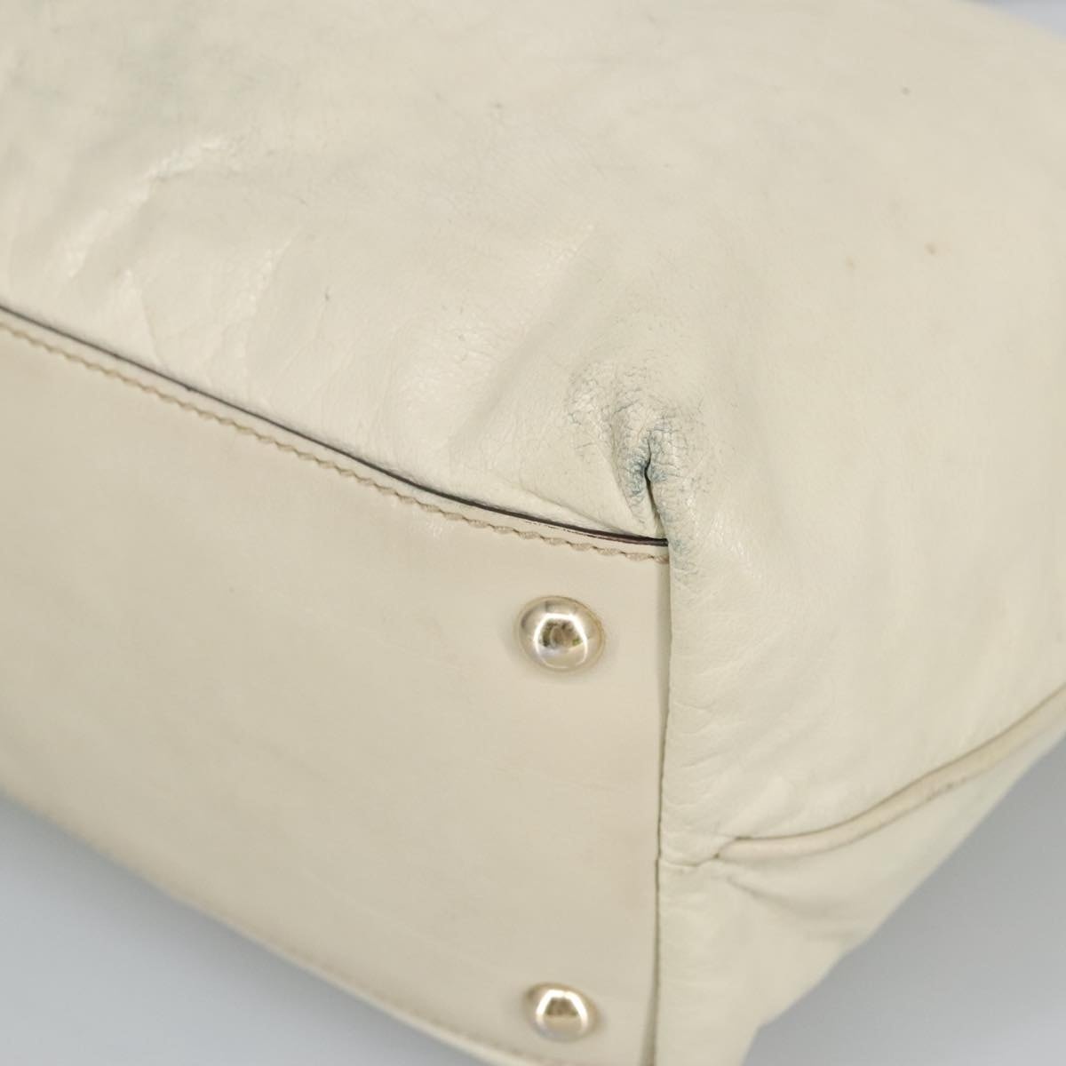 GUCCI Tote Bag Leather Beige Gold - 15