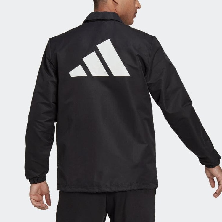 adidas Sportswear Future Icon Coach Jacket Solid Color lapel Long Sleeves Black H39794 - 3