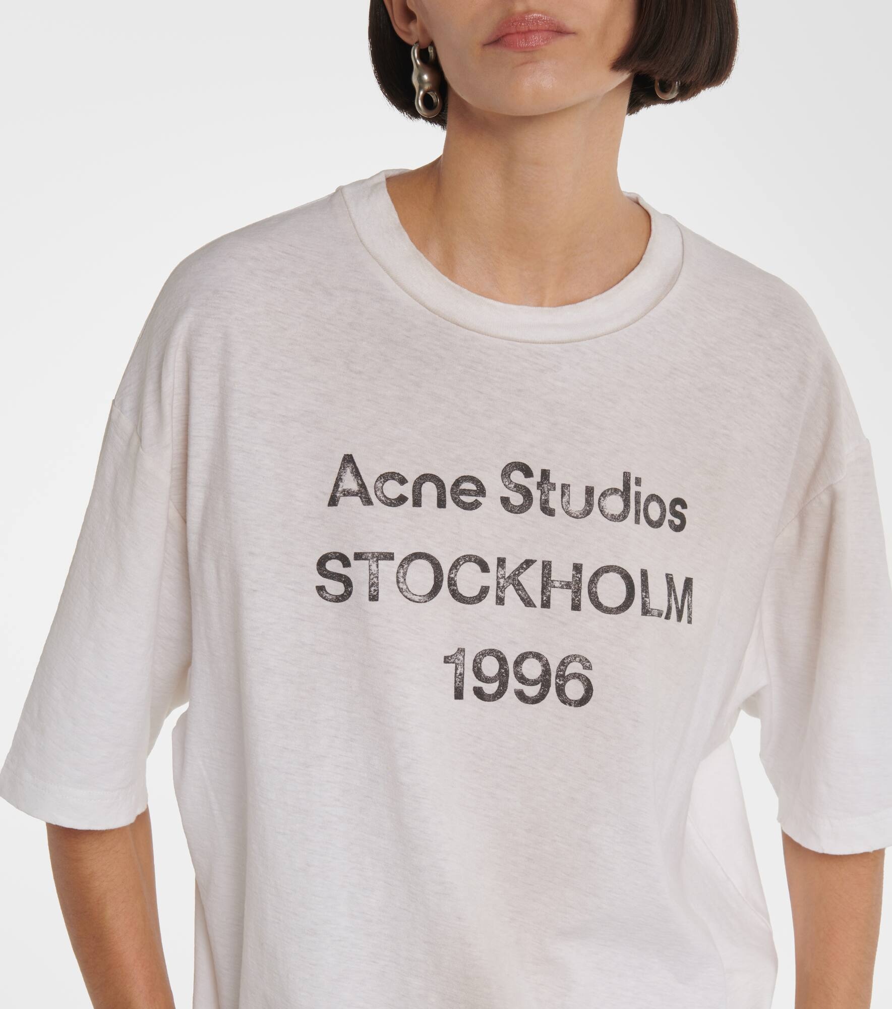 Distressed logo cotton and hemp T-shirt - 5