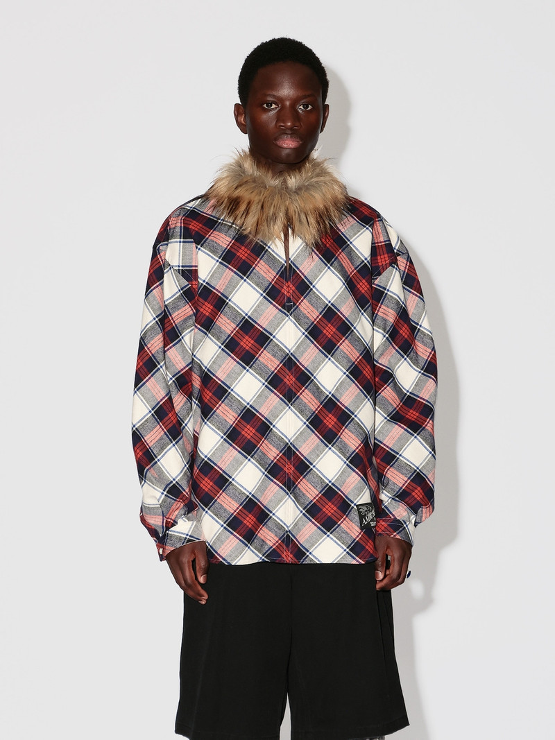Ambush FUR COLLAR PULLOVER NEL SHIRT outlook