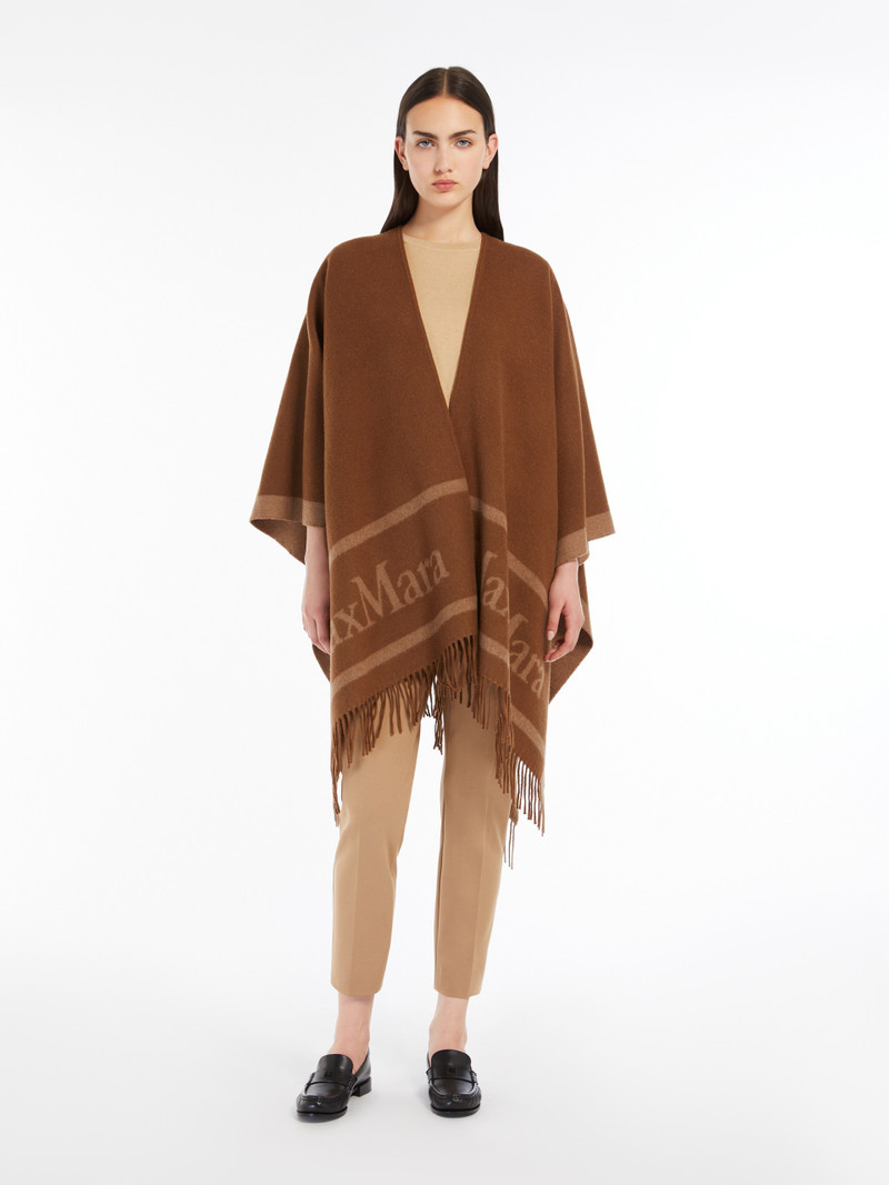 Max Mara HILDE Jacquard logo-decorated wool poncho outlook