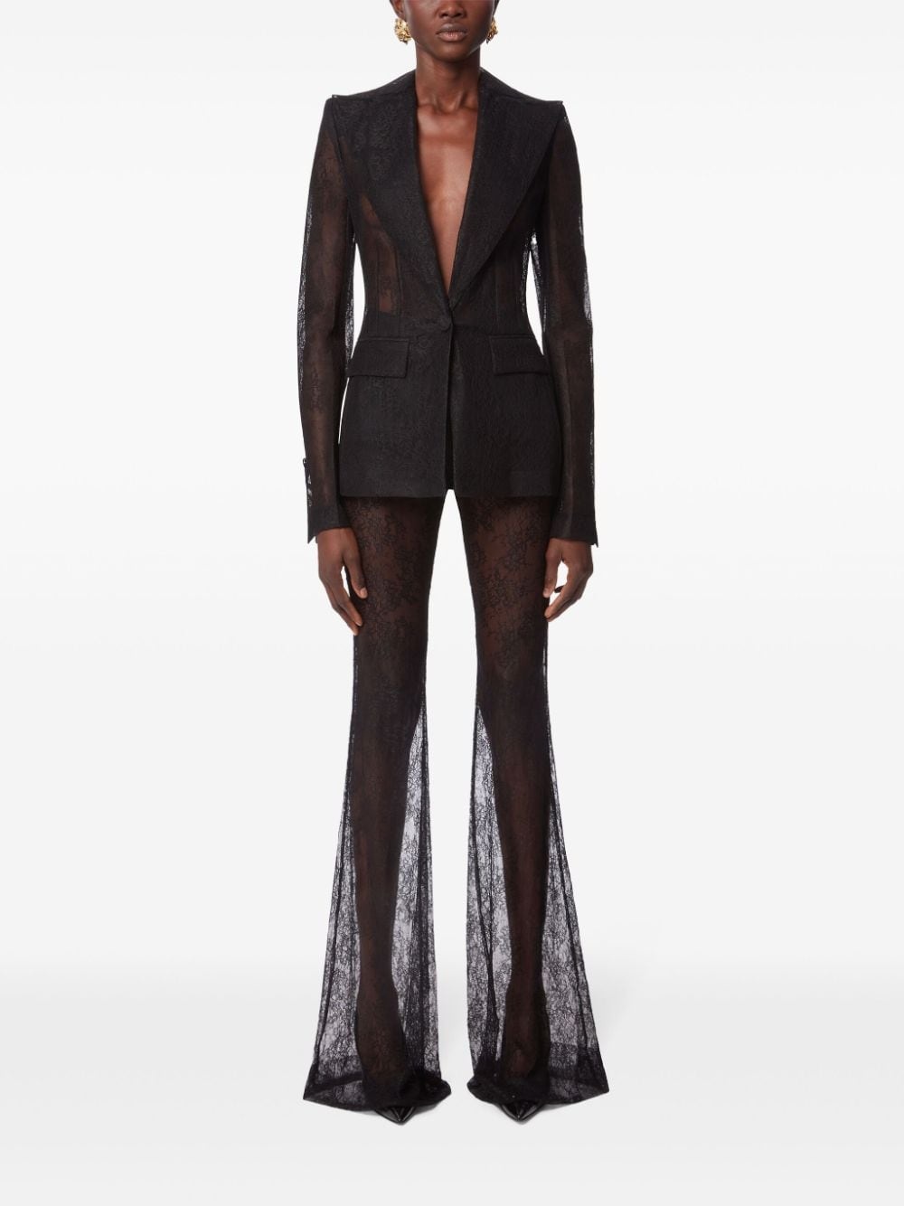 chantilly lace flared trousers - 2