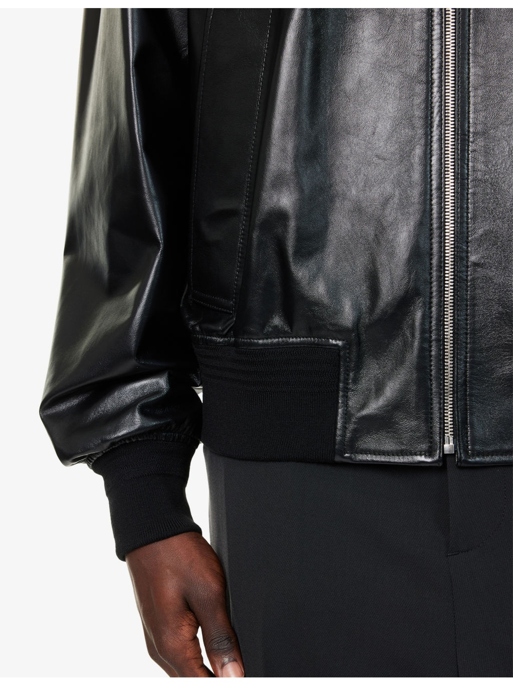 Blouson-Sleeve Regular-Fit Nappa-Leather Jacket - 6
