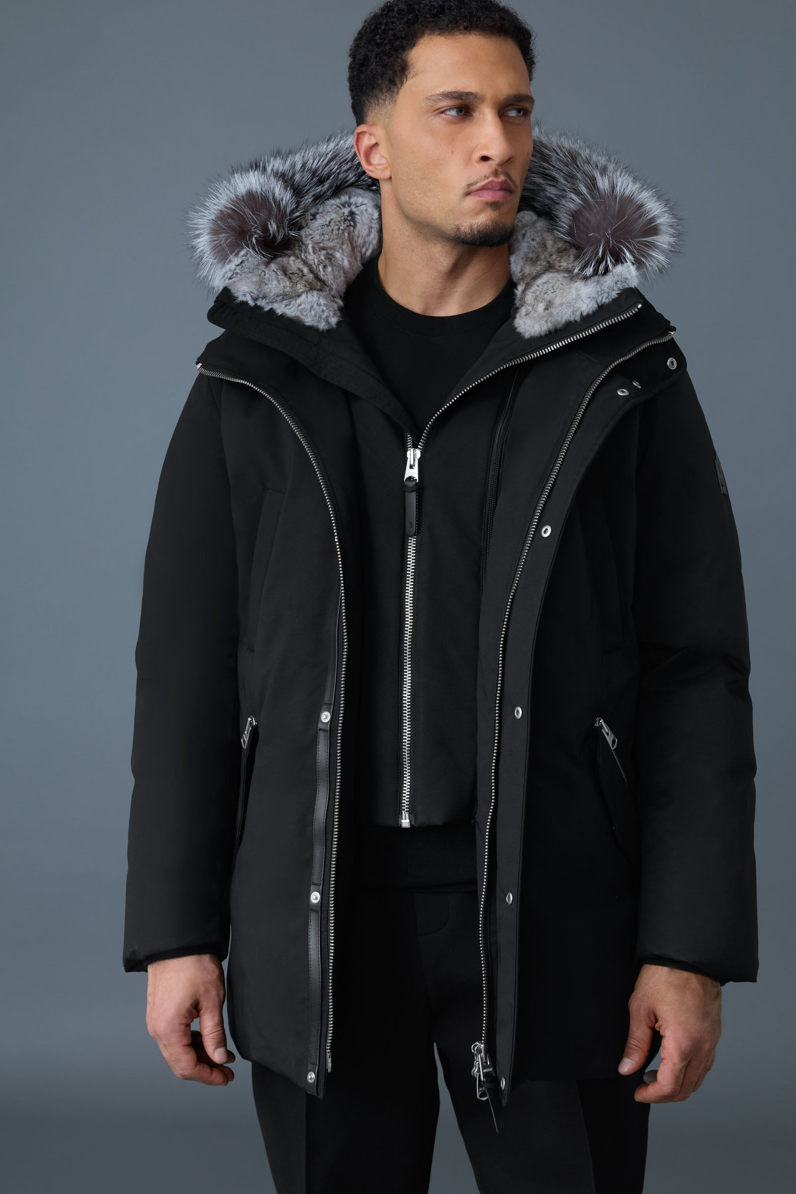 EDWARD 2-in-1 down parka with hooded bib and silver fox fur - 5