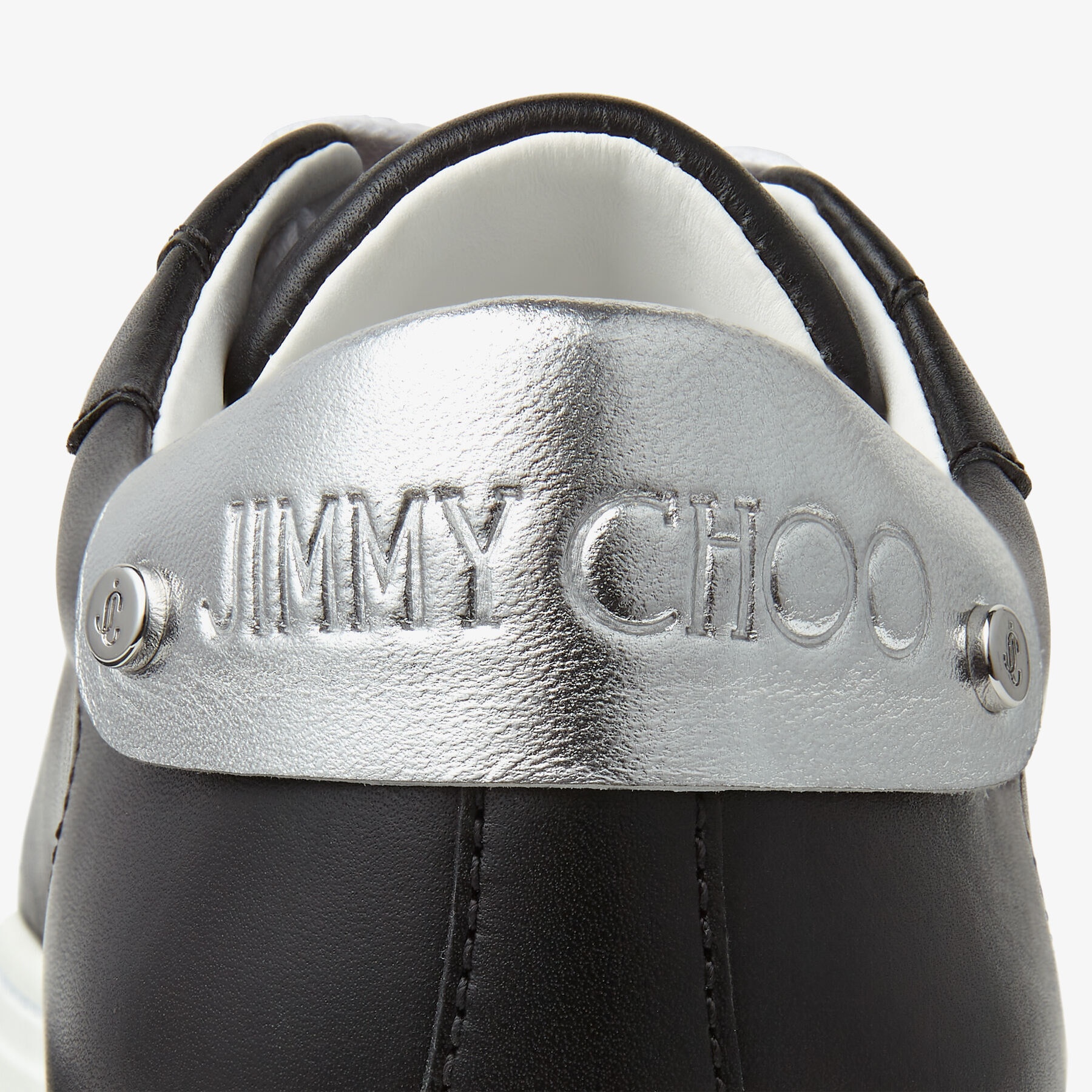 Rome/F
Black Calf Leather and Silver Metallic Nappa Low Top Trainers - 4
