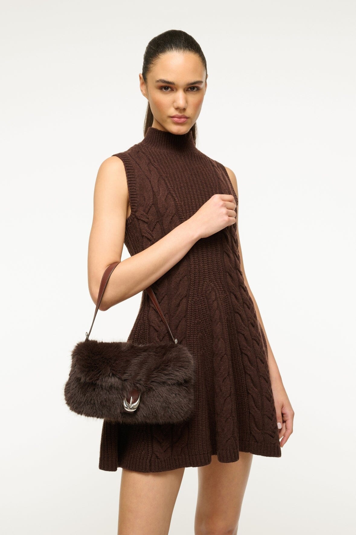 STAUD HARLOW FAUX FUR BAG ESPRESSO - 2