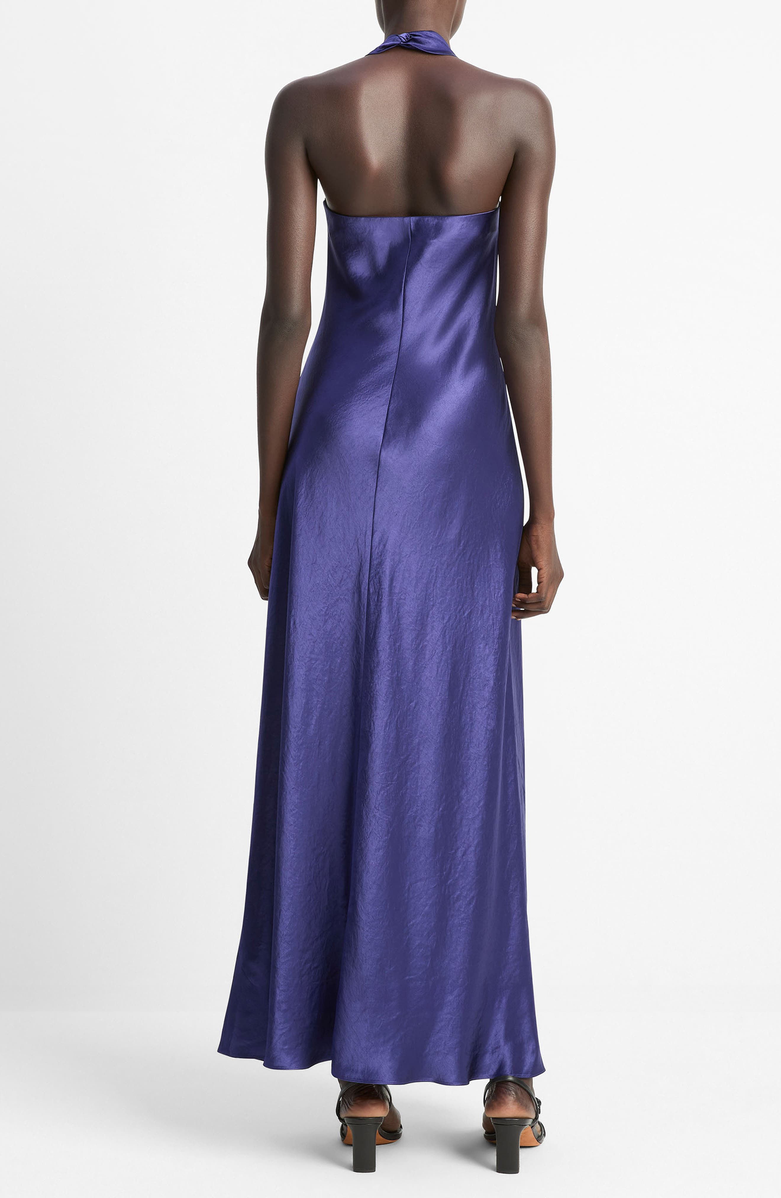 Vince Cowl Neck Satin Halter Dress in Deep Iris at Nordstrom - 2