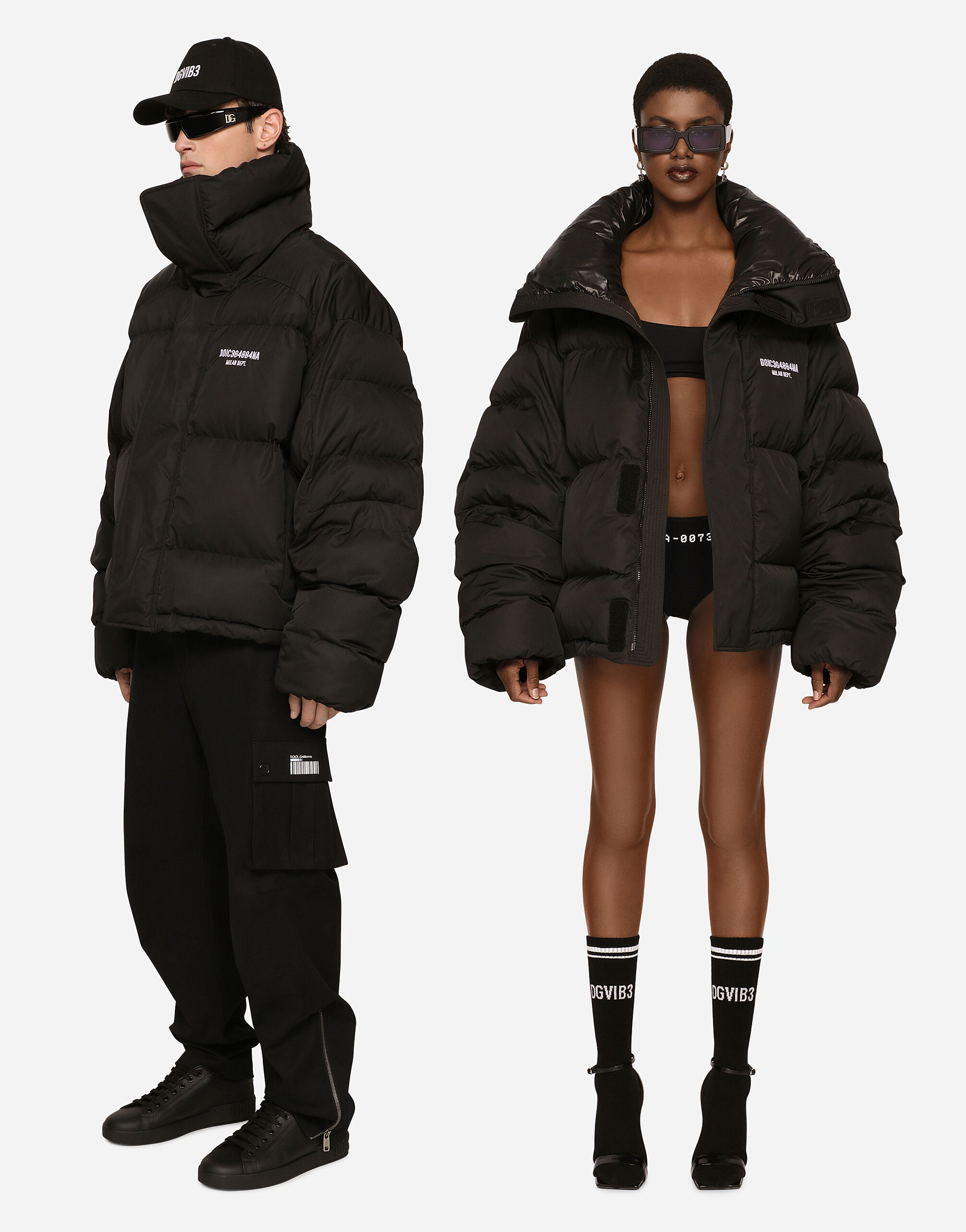 Padded nylon down jacket with high neck DGVIB3 - 2