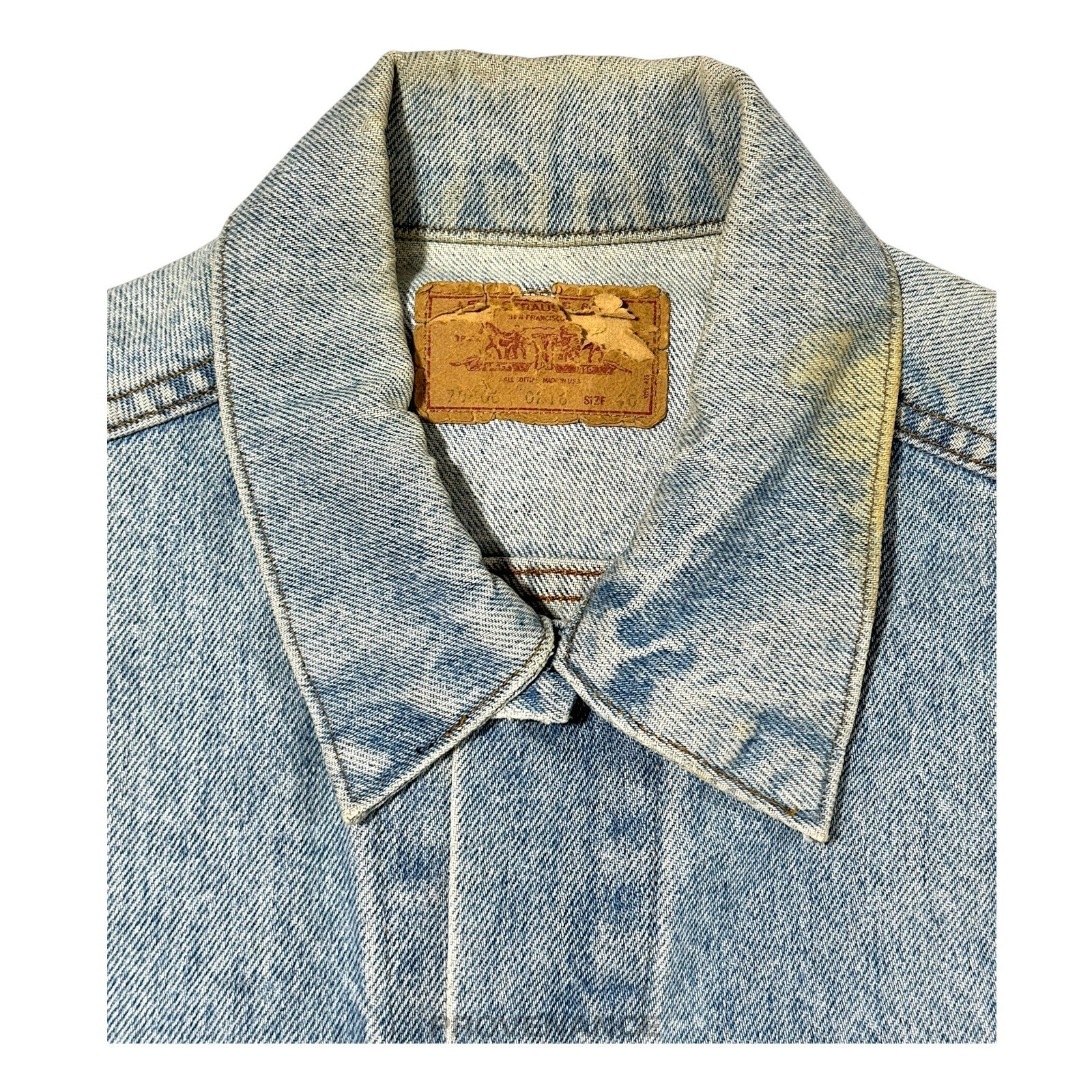 LEVIS Denim Jacket - Vintage Blue Hand-Painted Patch 40 M - 4