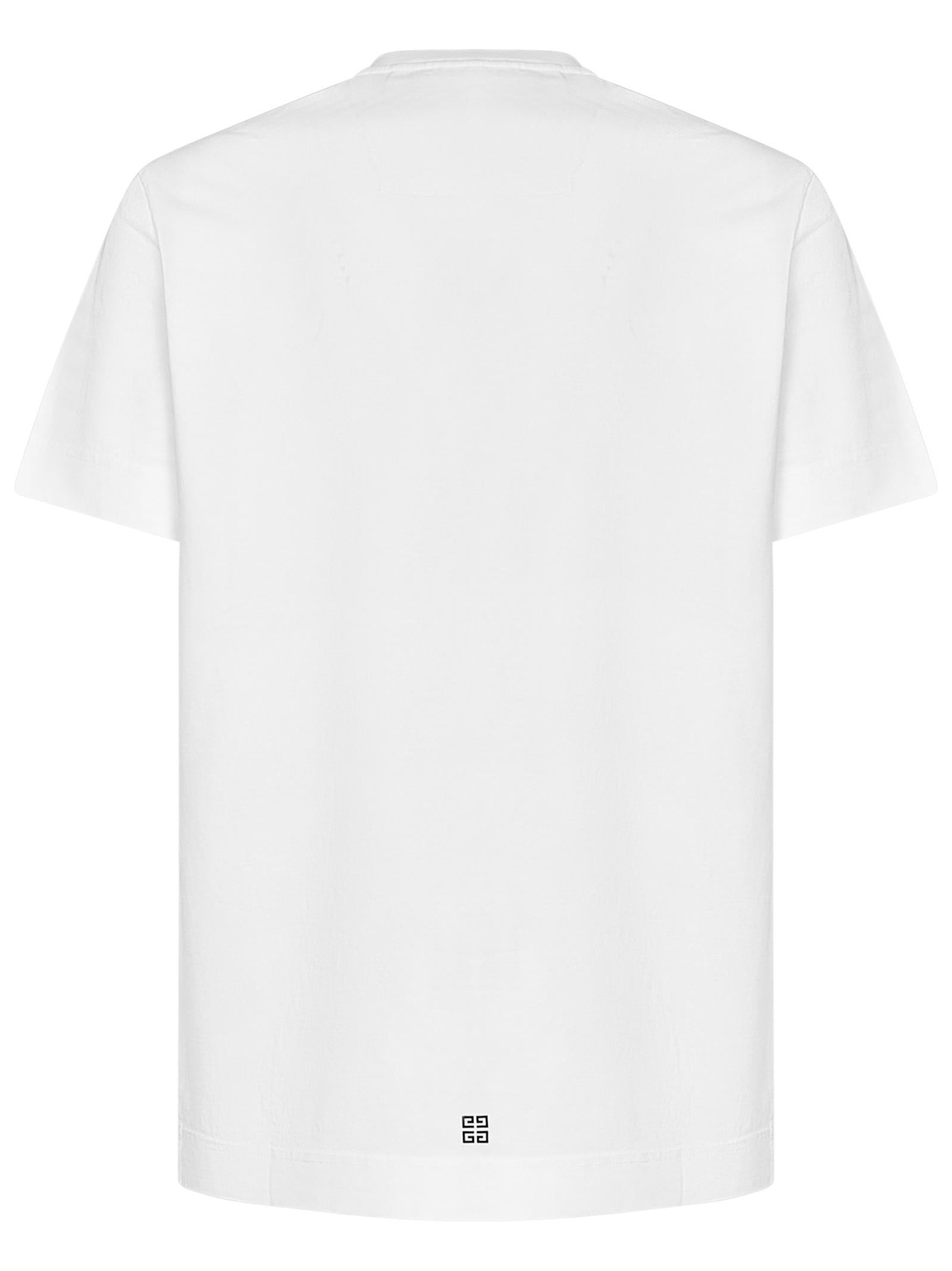 White cotton jersey slim-fit T-shirt with Givenchy Archetype print at front. - 4